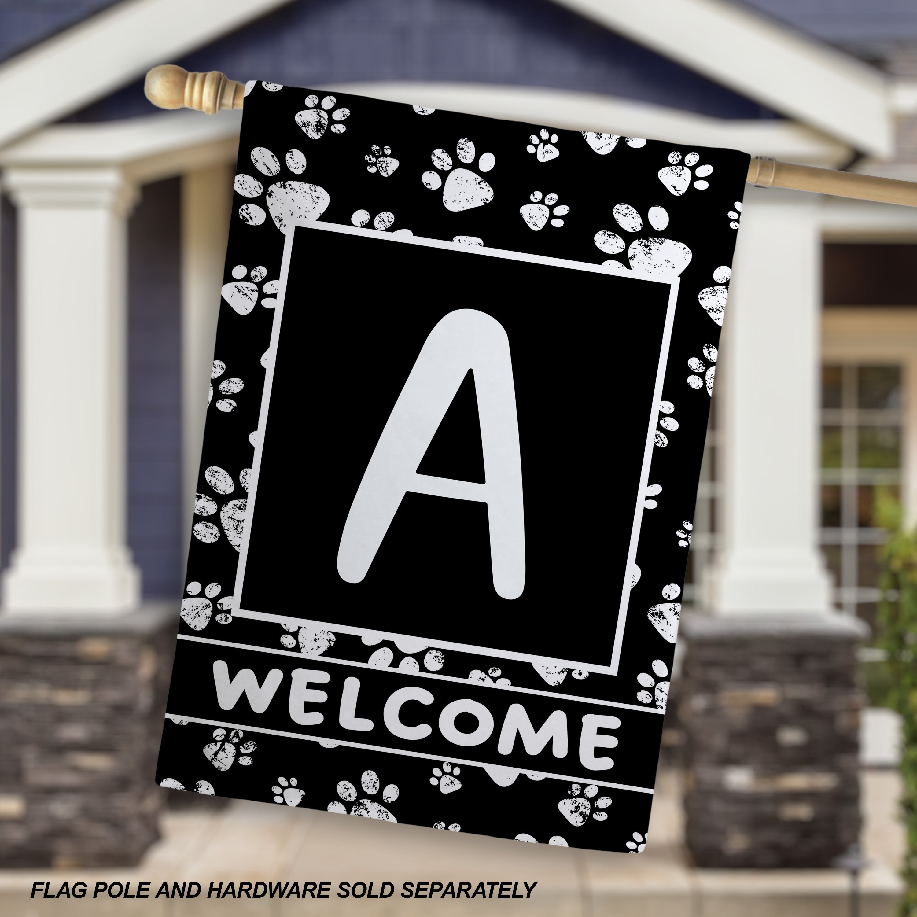 Welcome, Chalk Paws, Monogram, House Flag