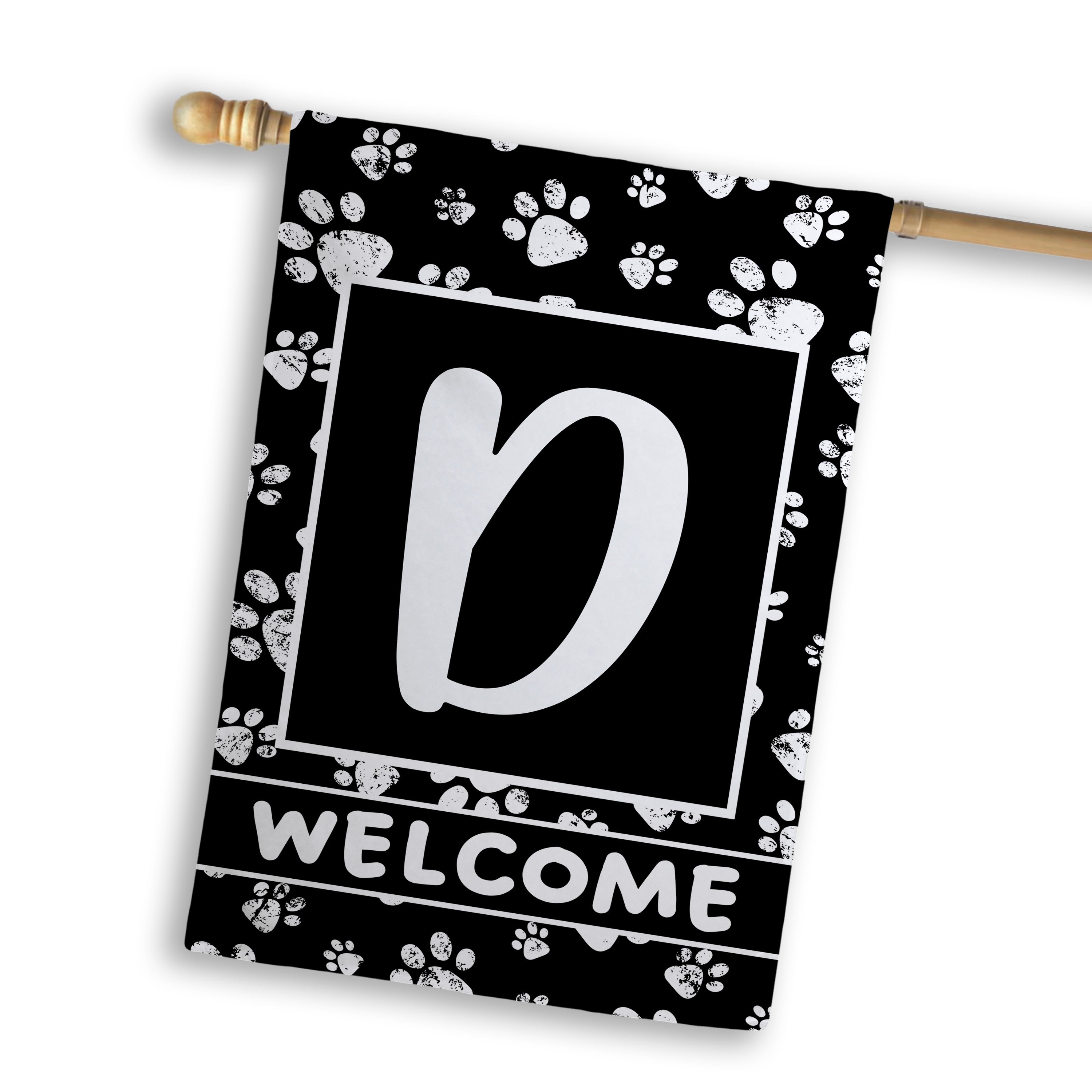 Welcome, Chalk Paws, Monogram, House Flag