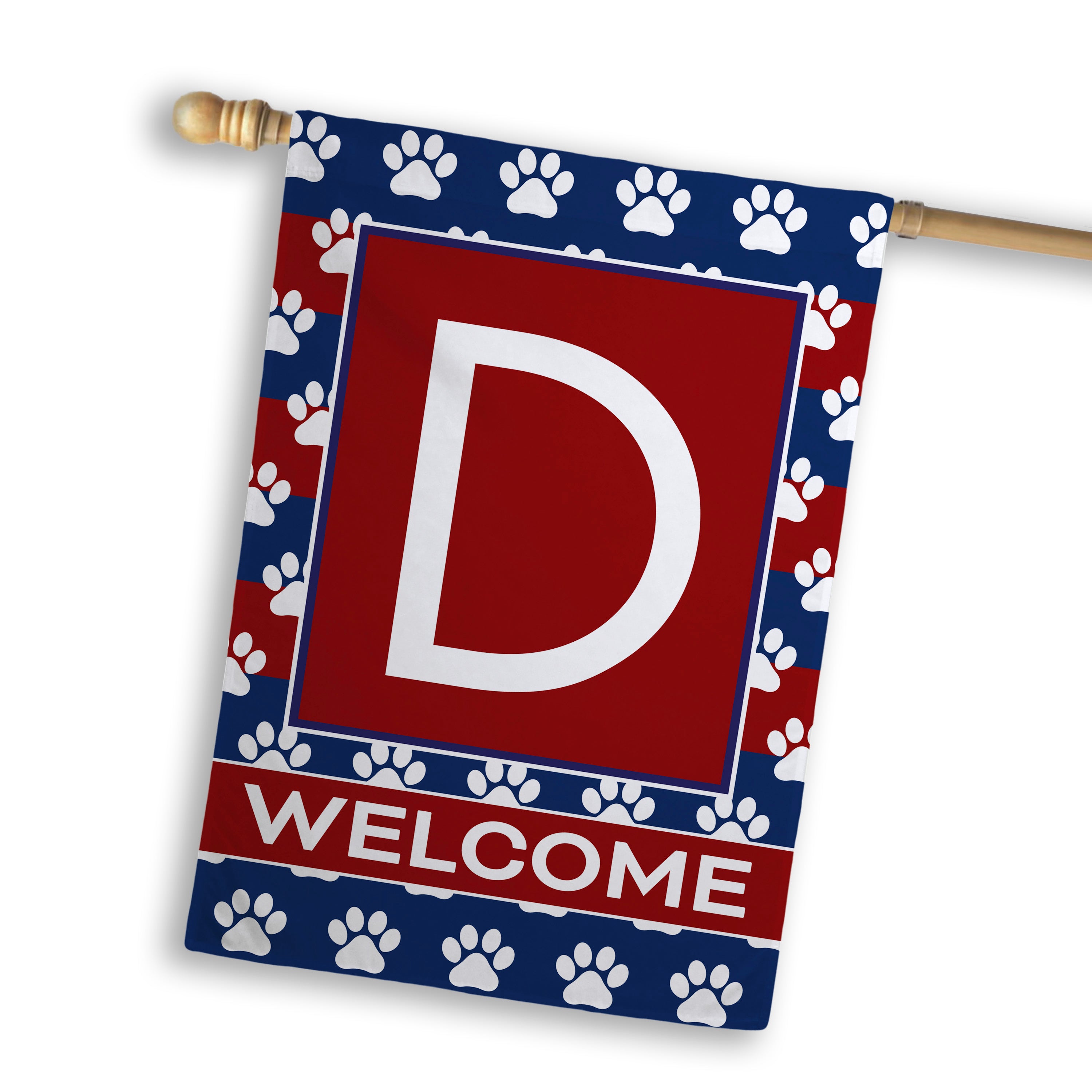 Patriotic, Paws Stripes, Monogram, House Flag