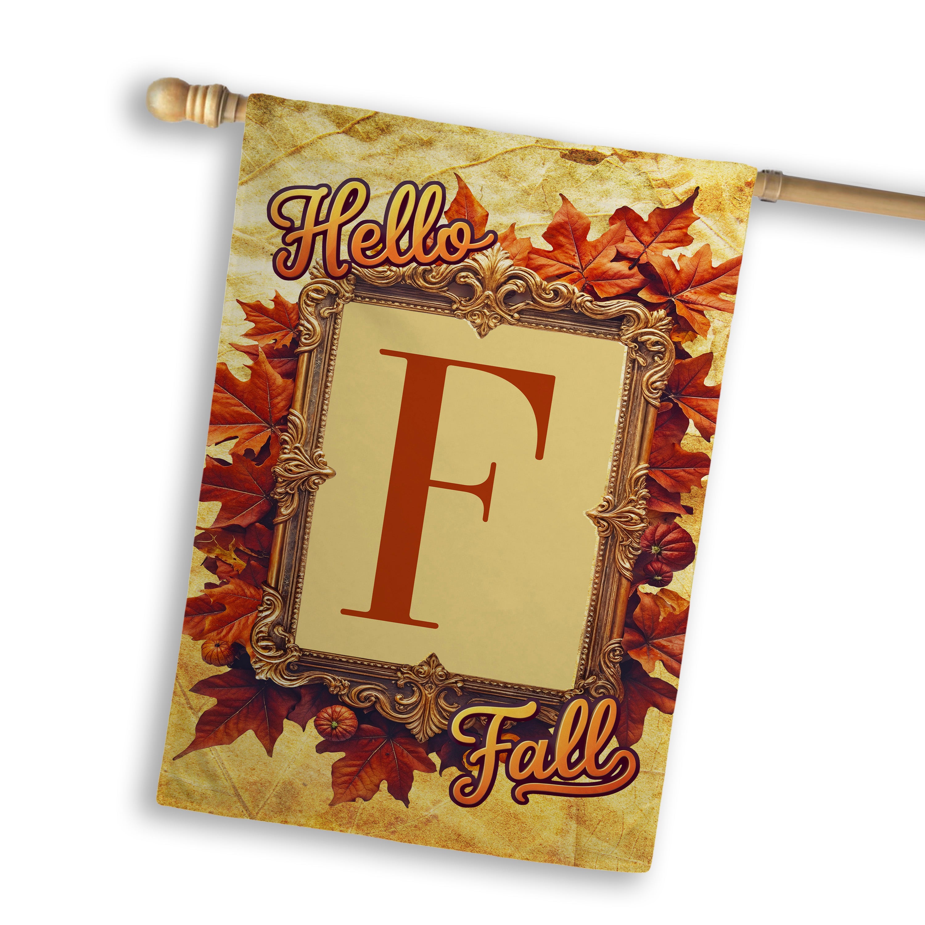 Fall, Hello Fall, Monogram, House Flag
