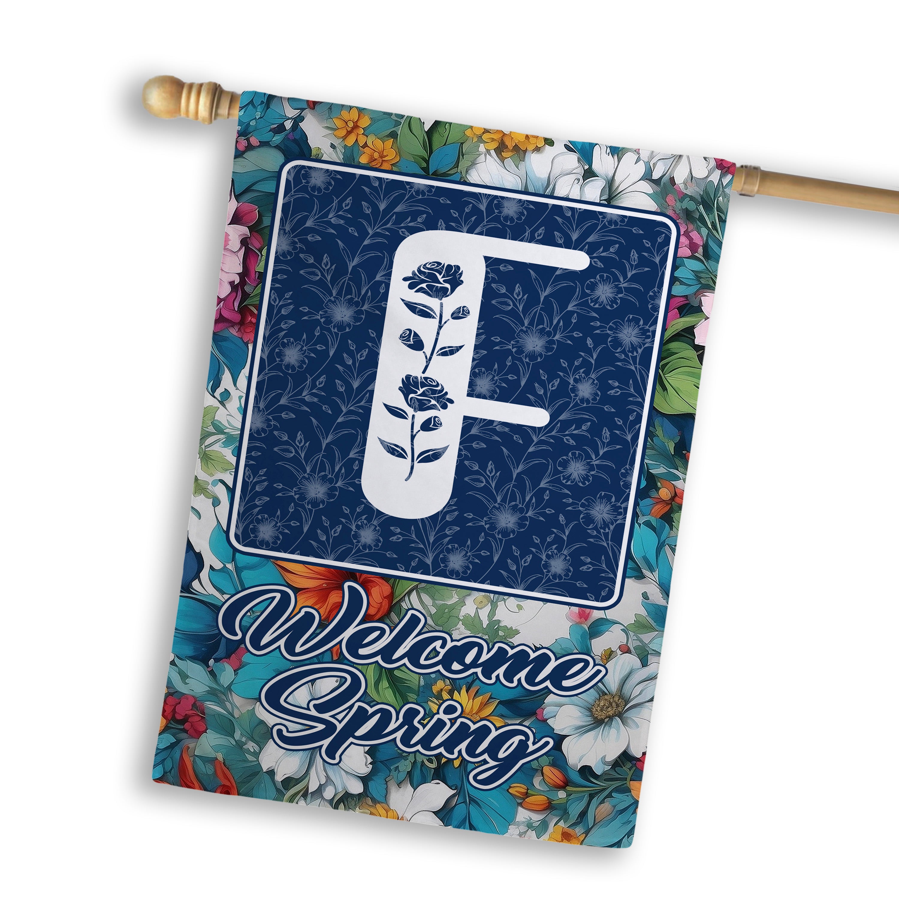 Spring, Welcome Spring,  Monogram, House Flag