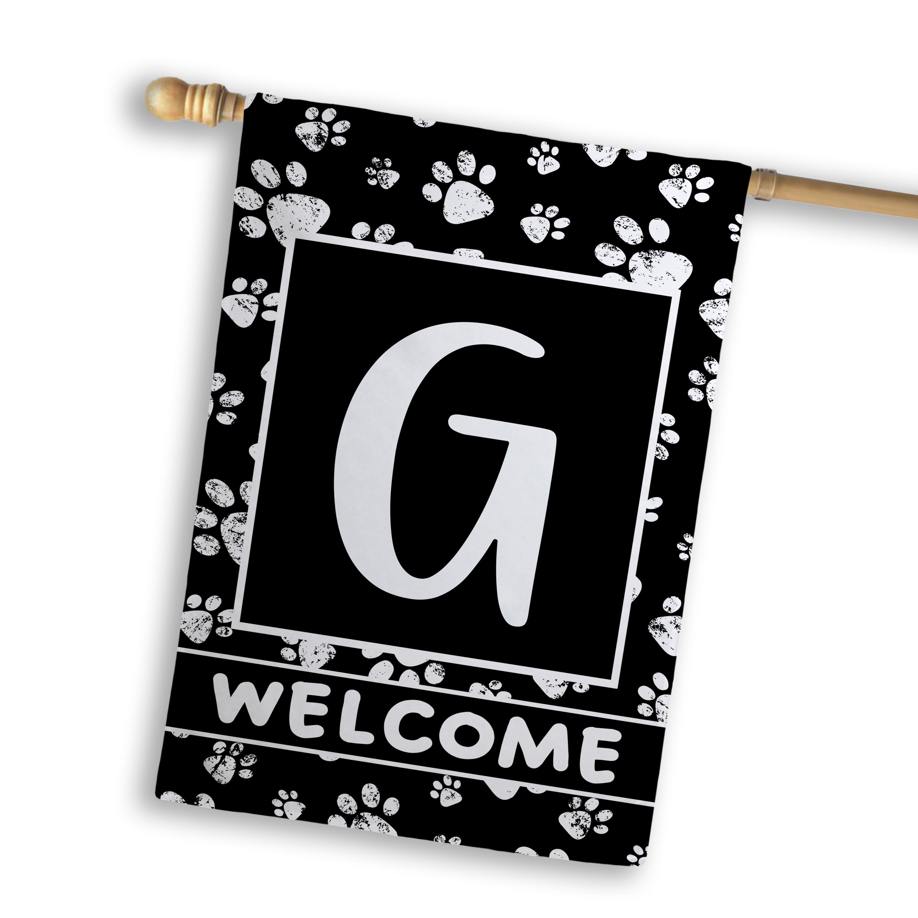 Welcome, Chalk Paws, Monogram, House Flag