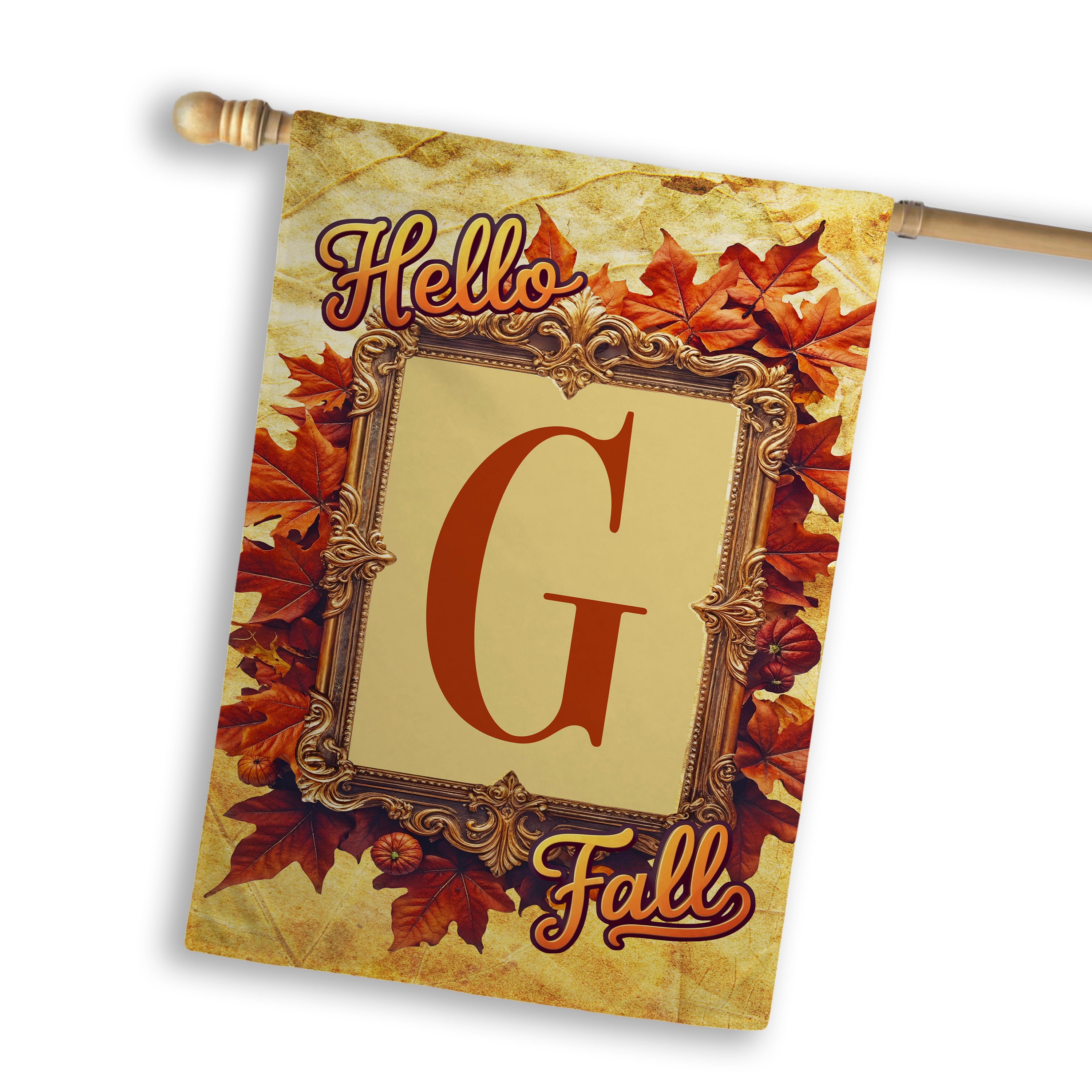 Fall, Hello Fall, Monogram, House Flag
