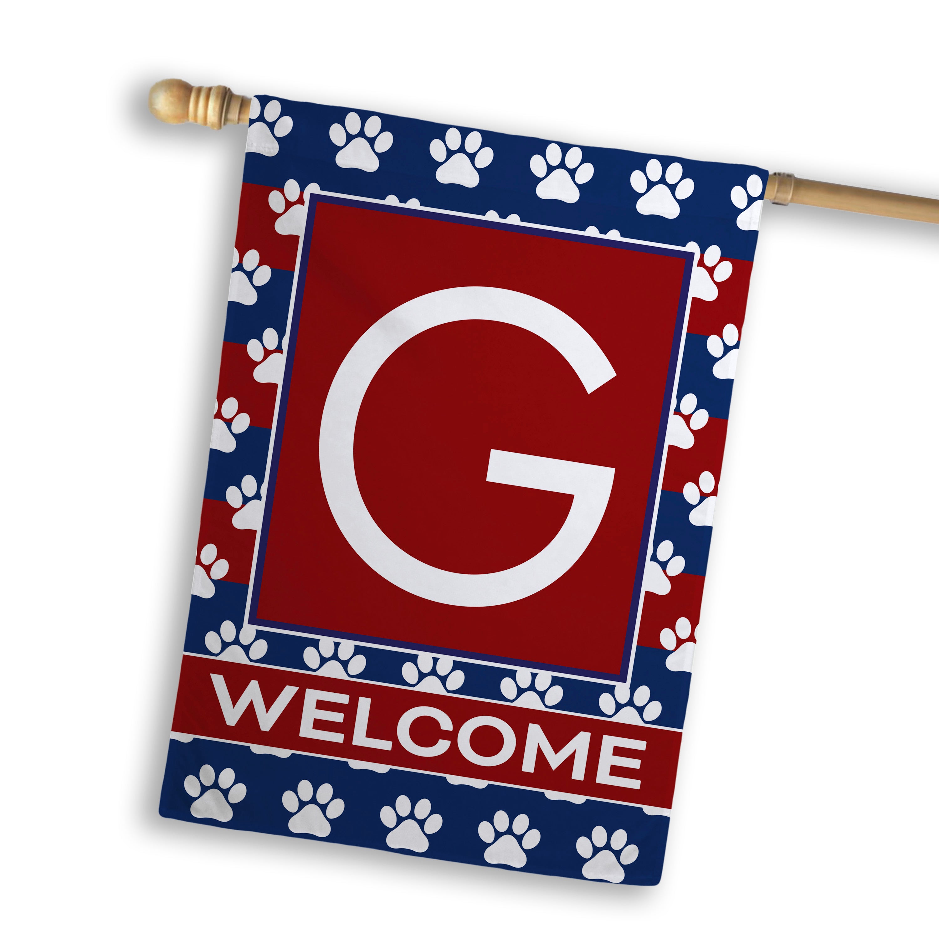 Patriotic, Paws Stripes, Monogram, House Flag