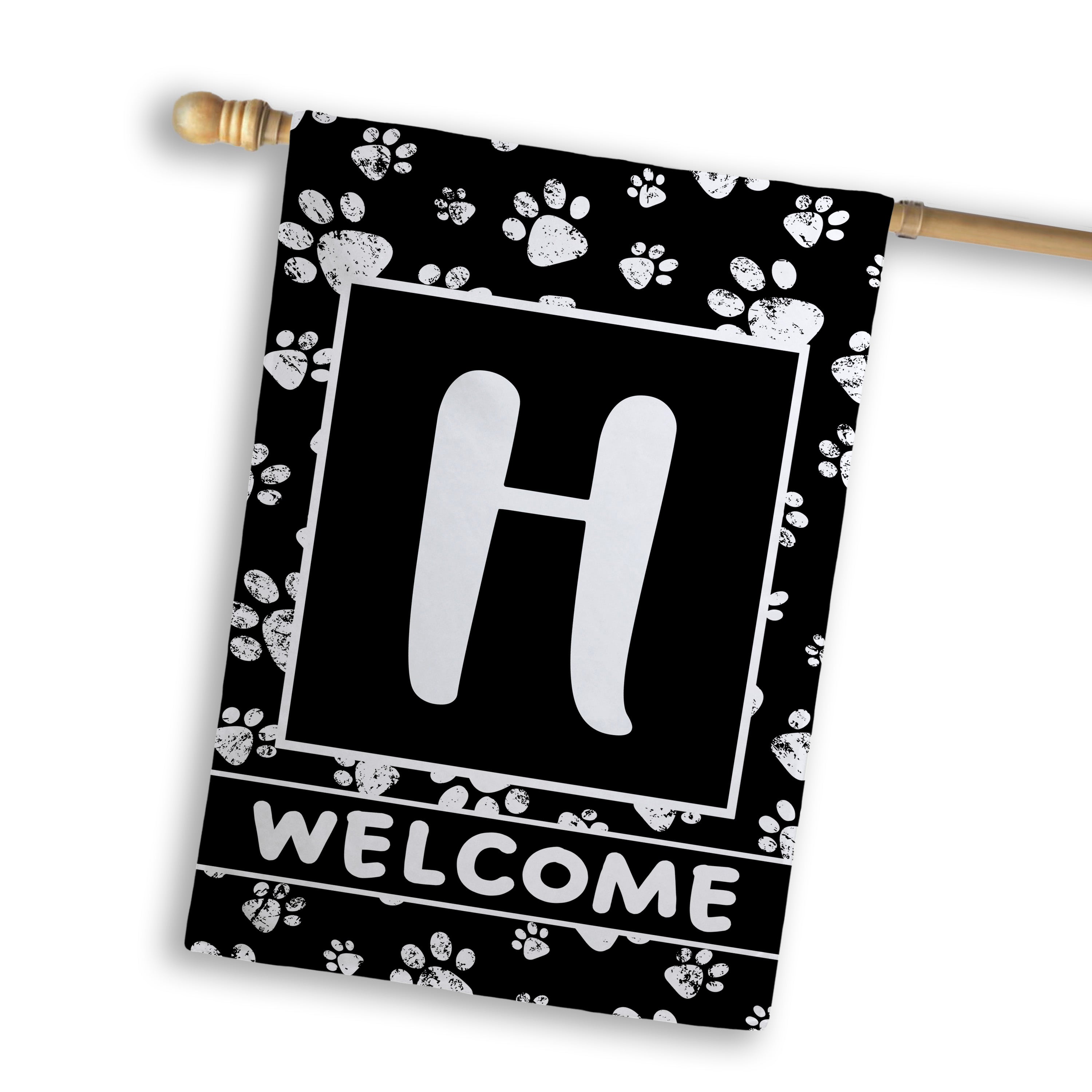Welcome, Chalk Paws, Monogram, House Flag