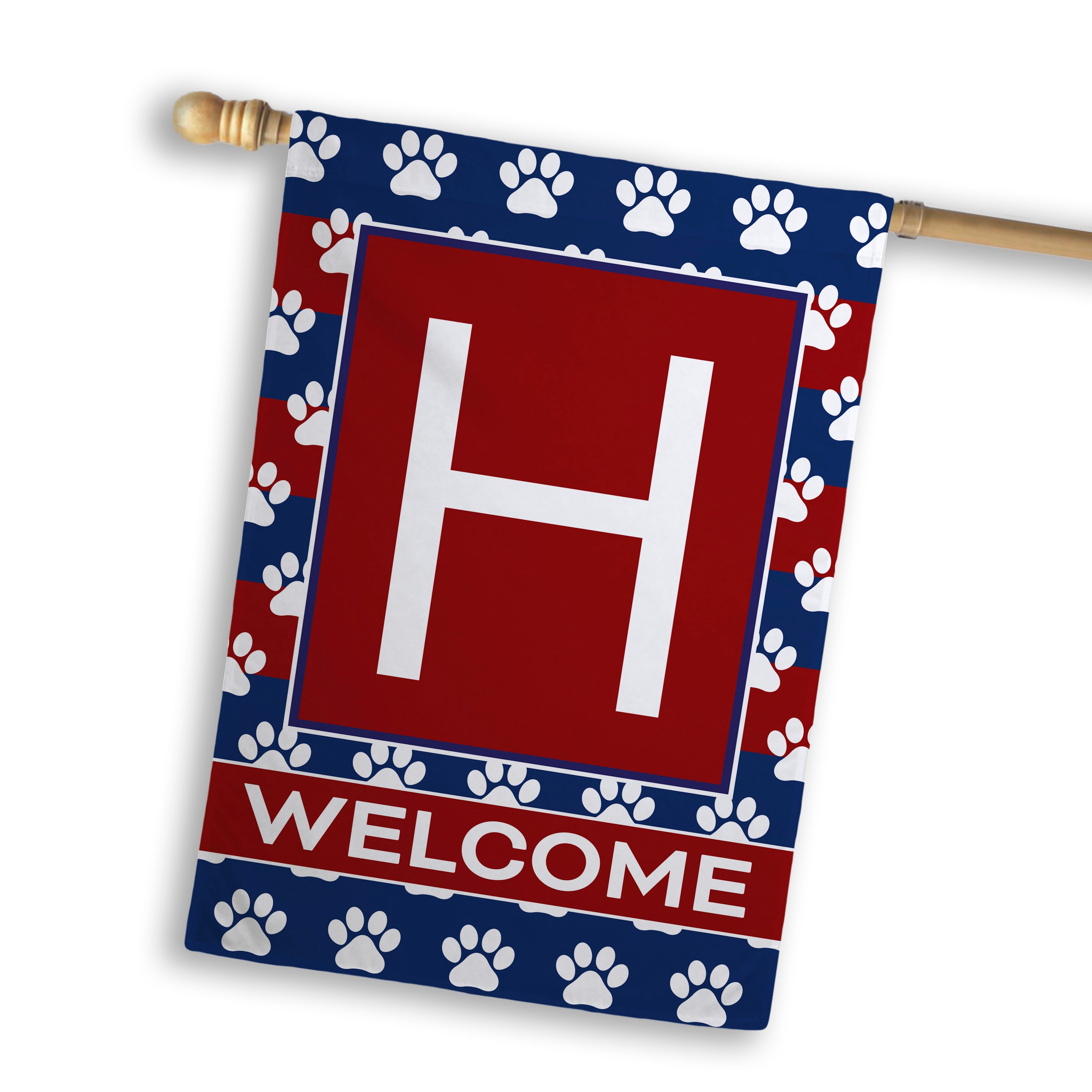 Patriotic, Paws Stripes, Monogram, House Flag