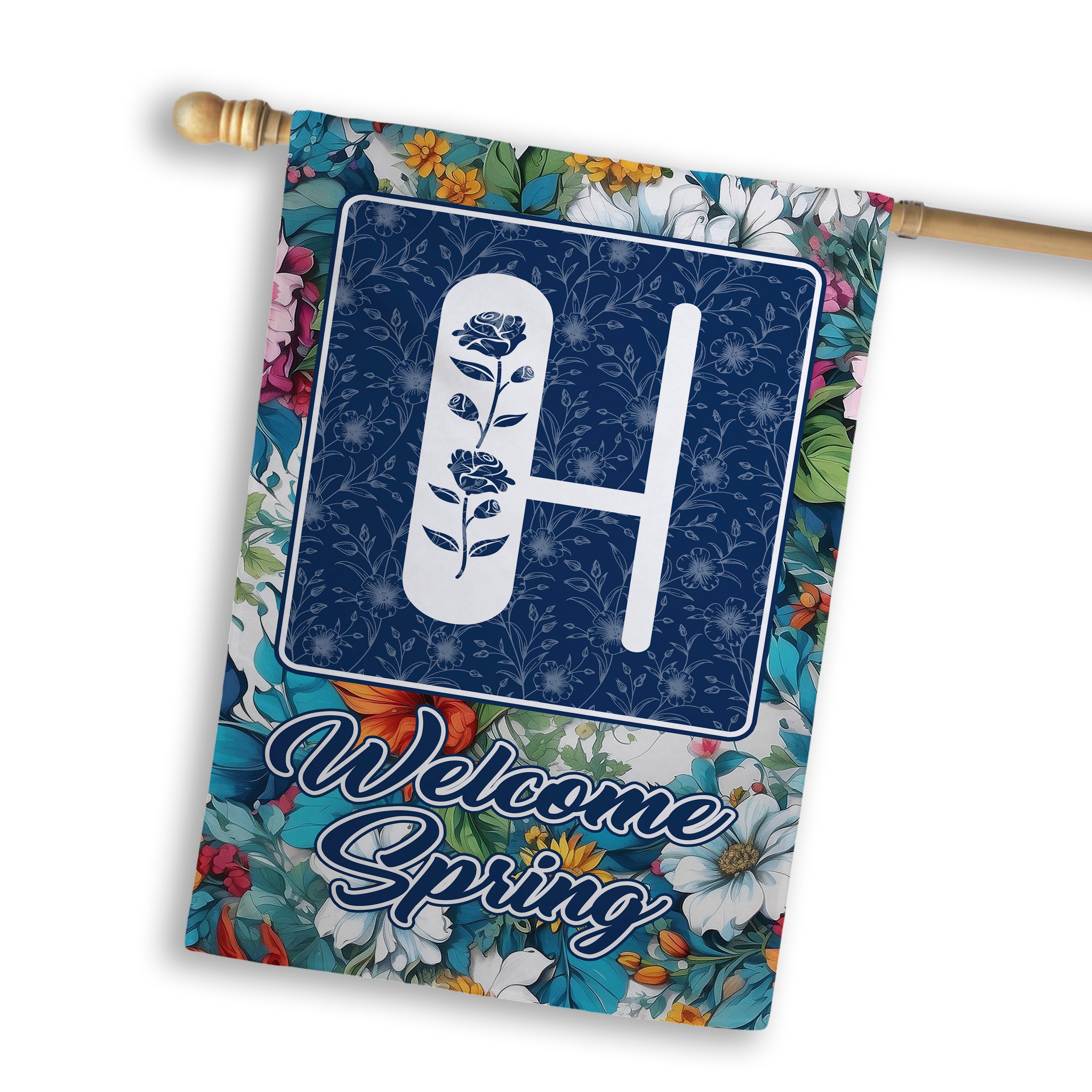 Spring, Welcome Spring,  Monogram, House Flag