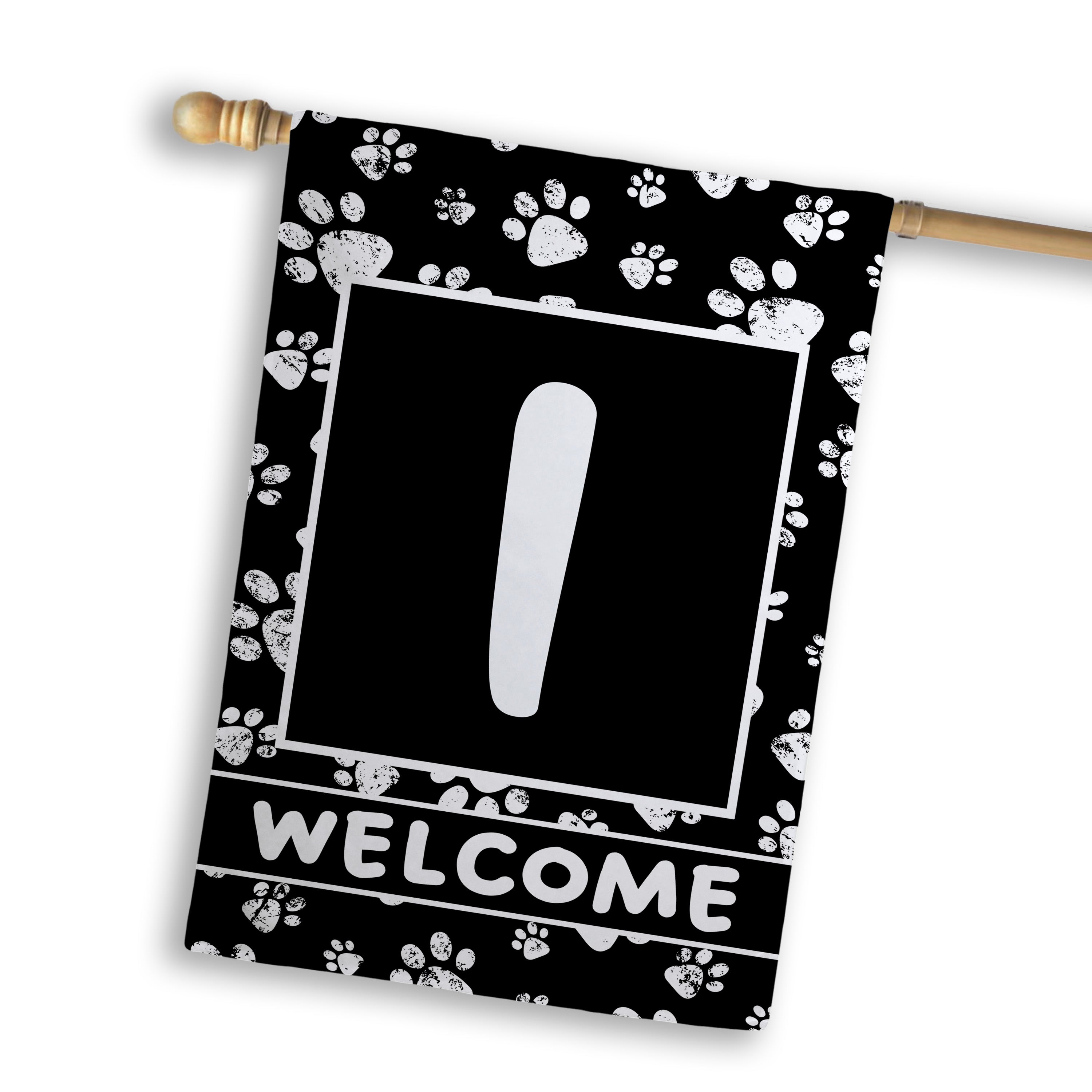 Welcome, Chalk Paws, Monogram, House Flag