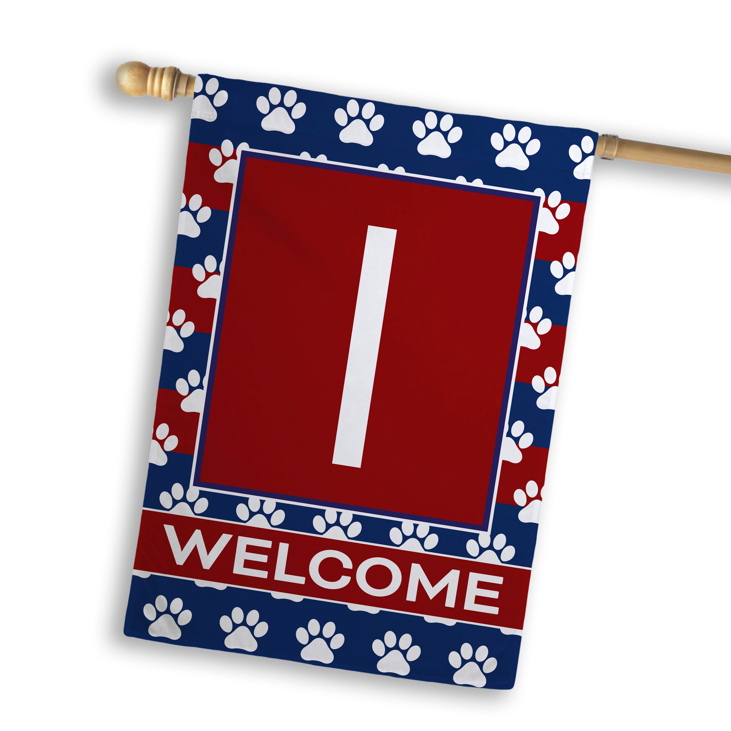Patriotic, Paws Stripes, Monogram, House Flag