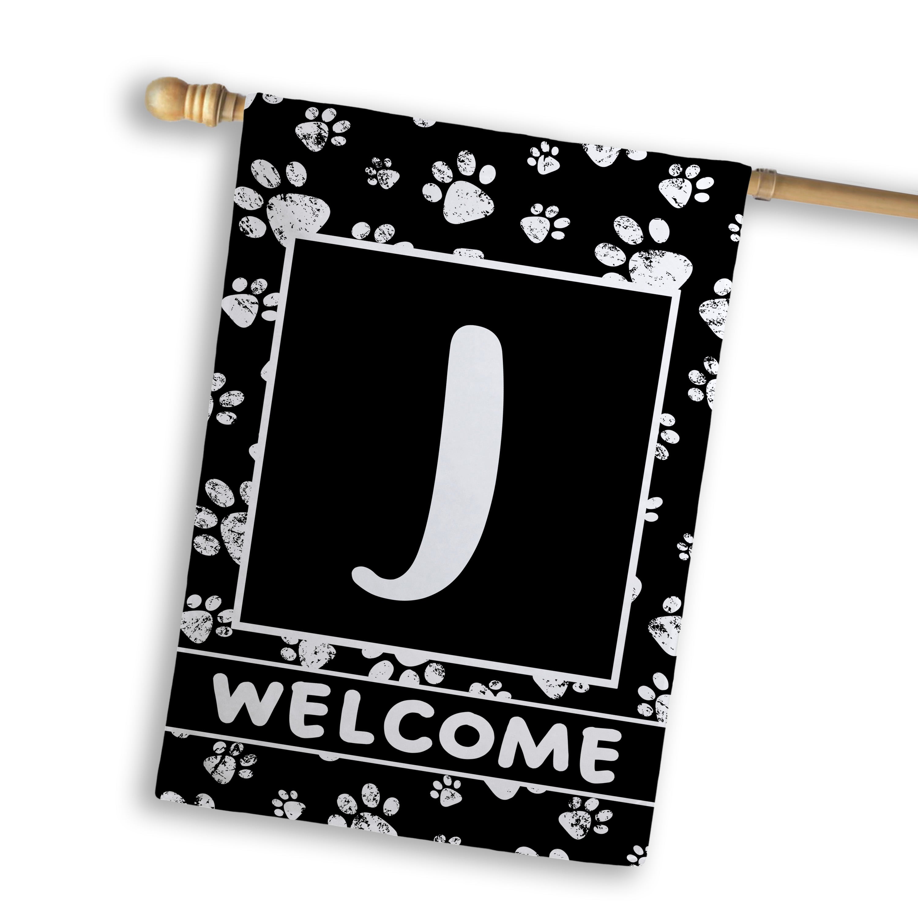 Welcome, Chalk Paws, Monogram, House Flag