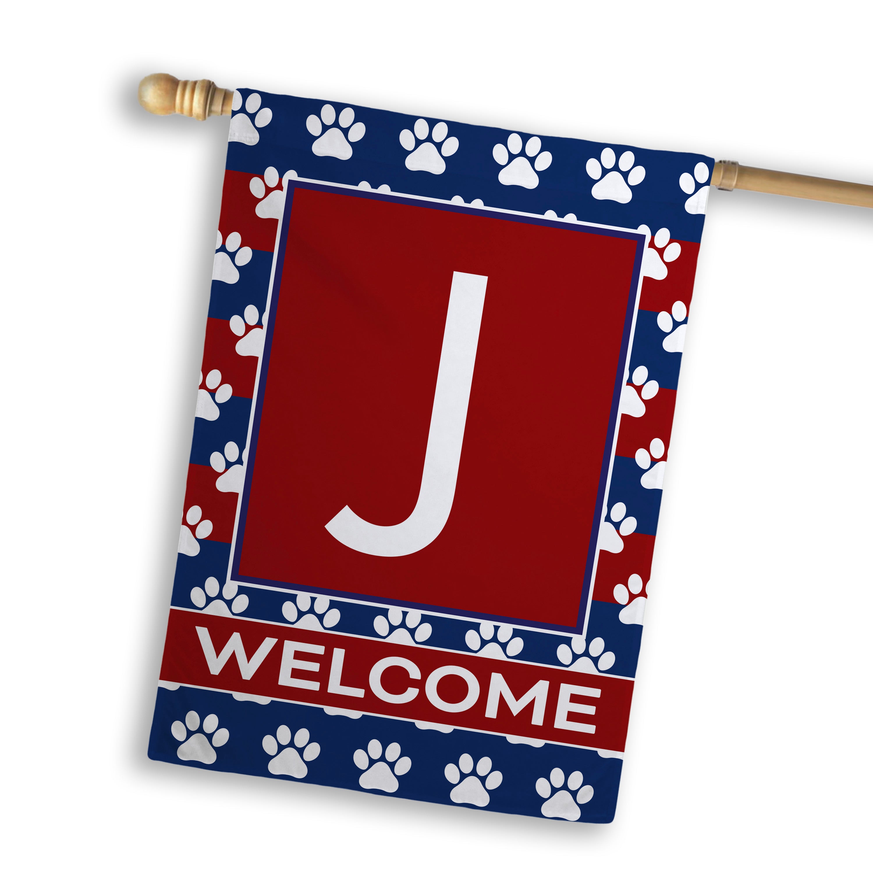 Patriotic, Paws Stripes, Monogram, House Flag