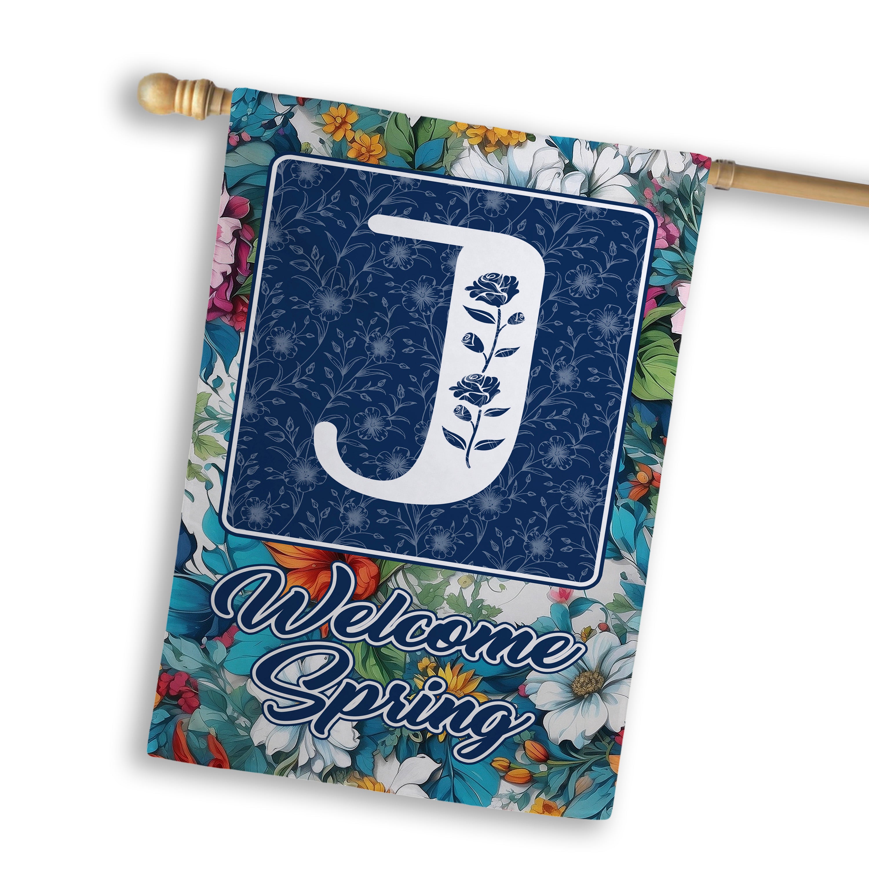 Spring, Welcome Spring,  Monogram, House Flag