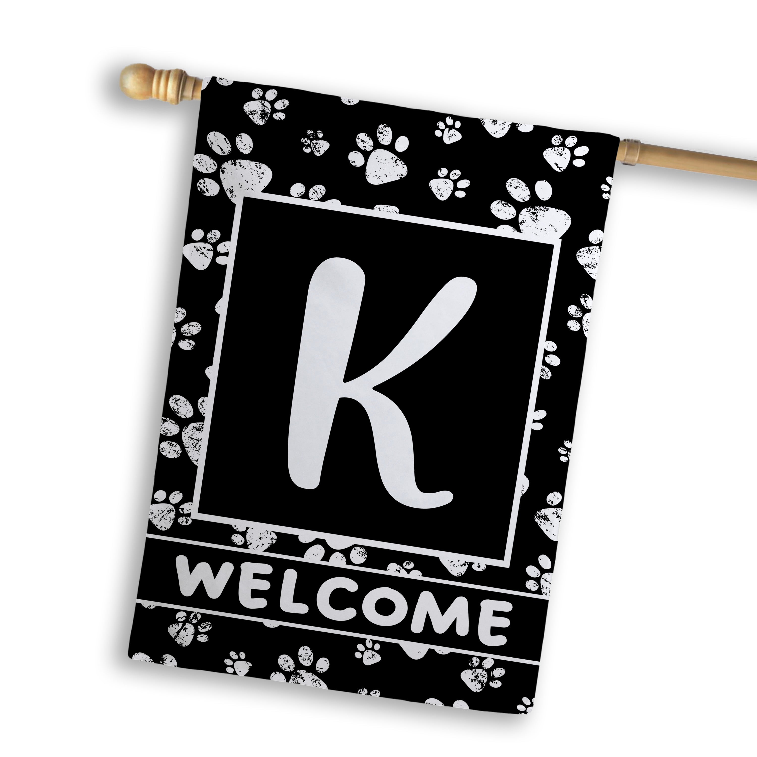 Welcome, Chalk Paws, Monogram, House Flag