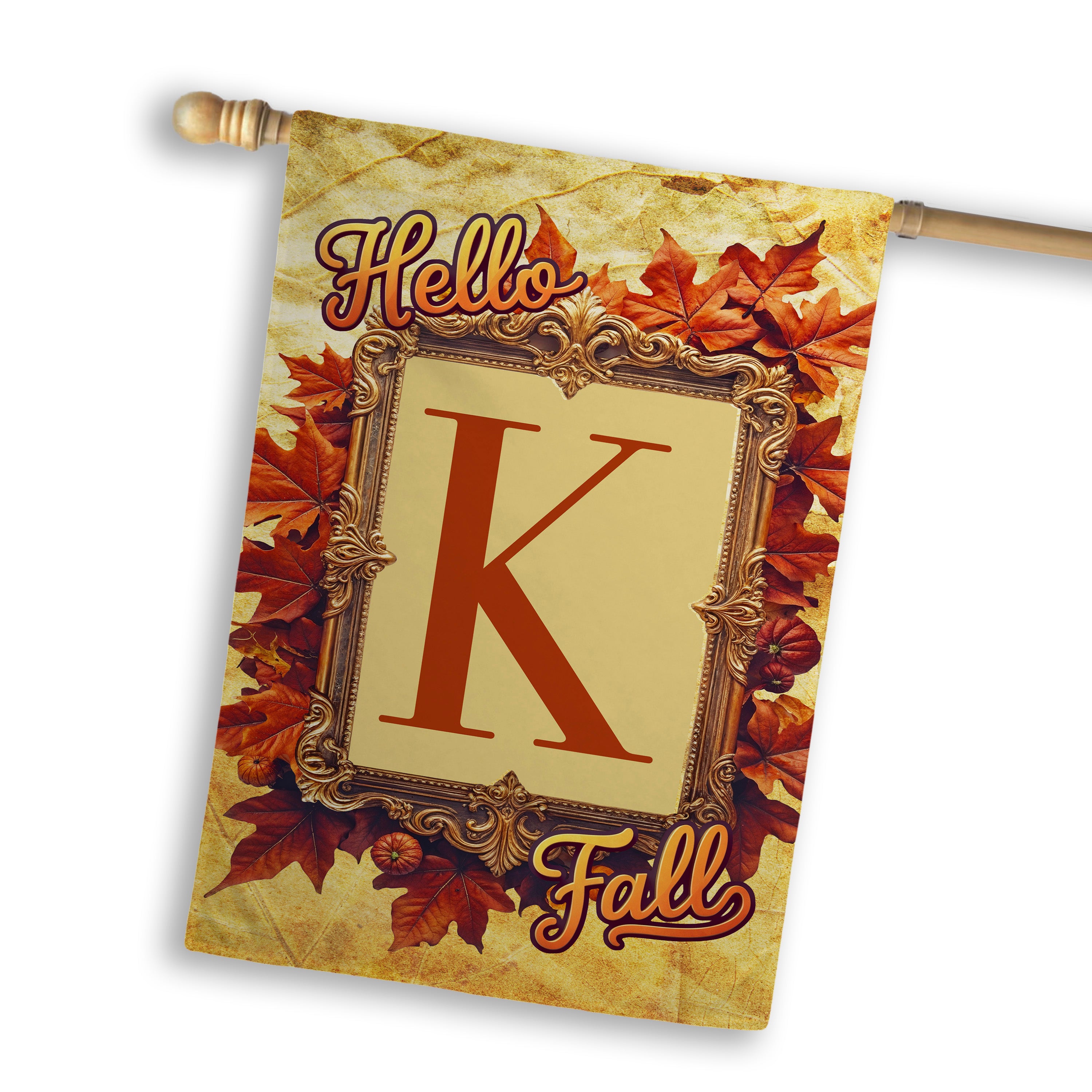 Fall, Hello Fall, Monogram, House Flag