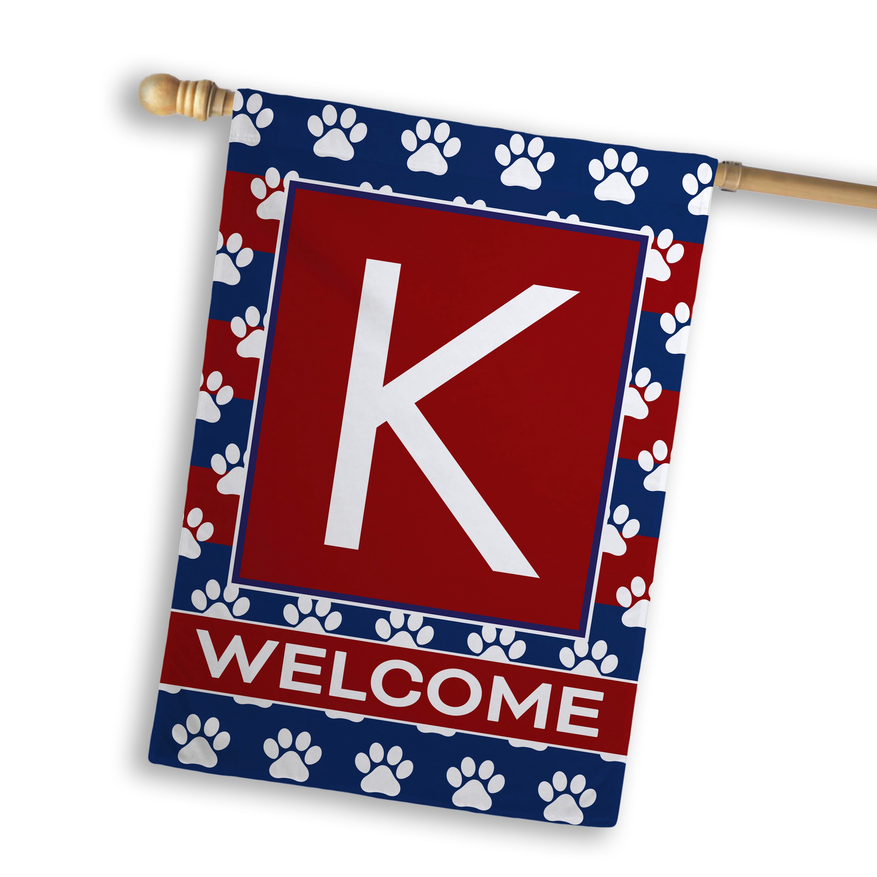Patriotic, Paws Stripes, Monogram, House Flag