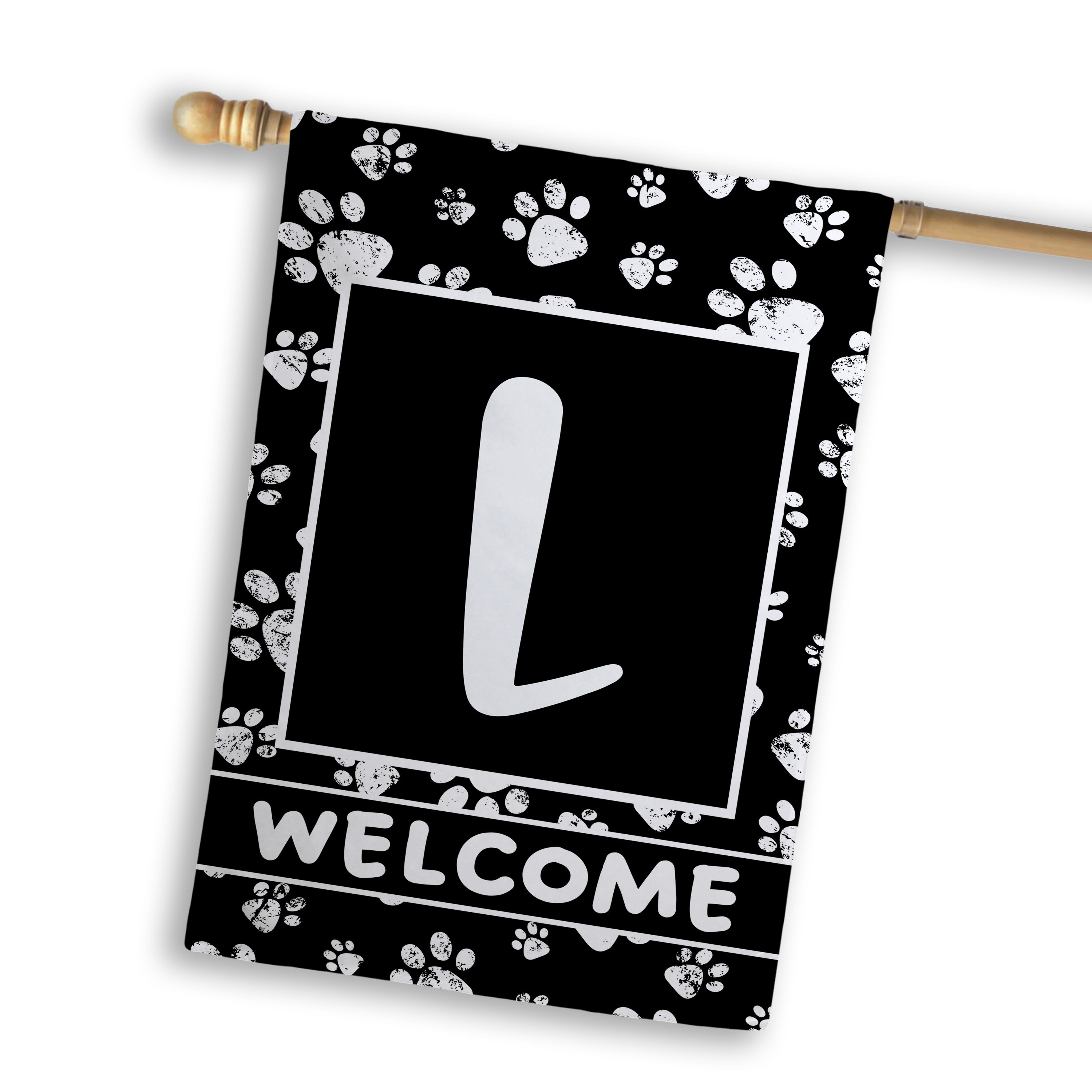 Welcome, Chalk Paws, Monogram, House Flag