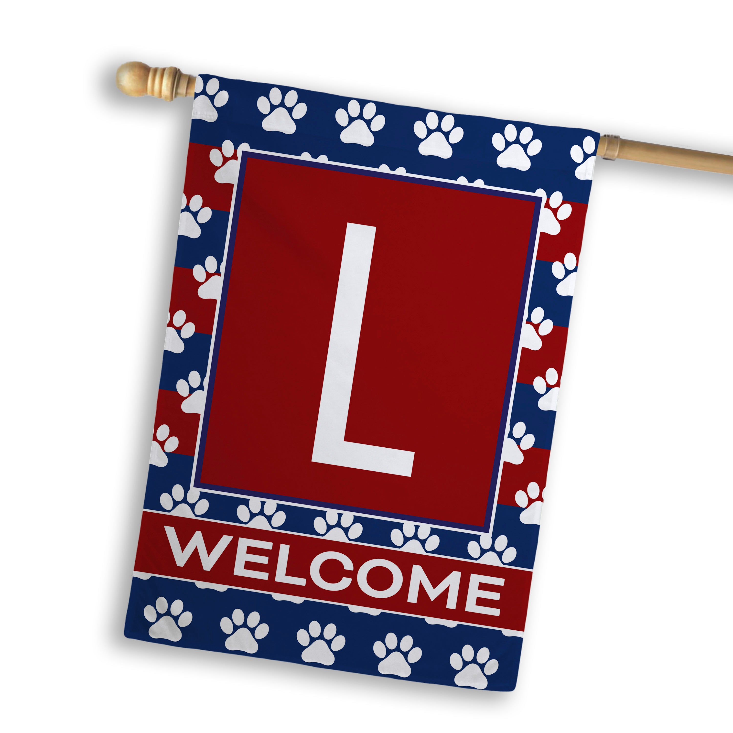 Patriotic, Paws Stripes, Monogram, House Flag