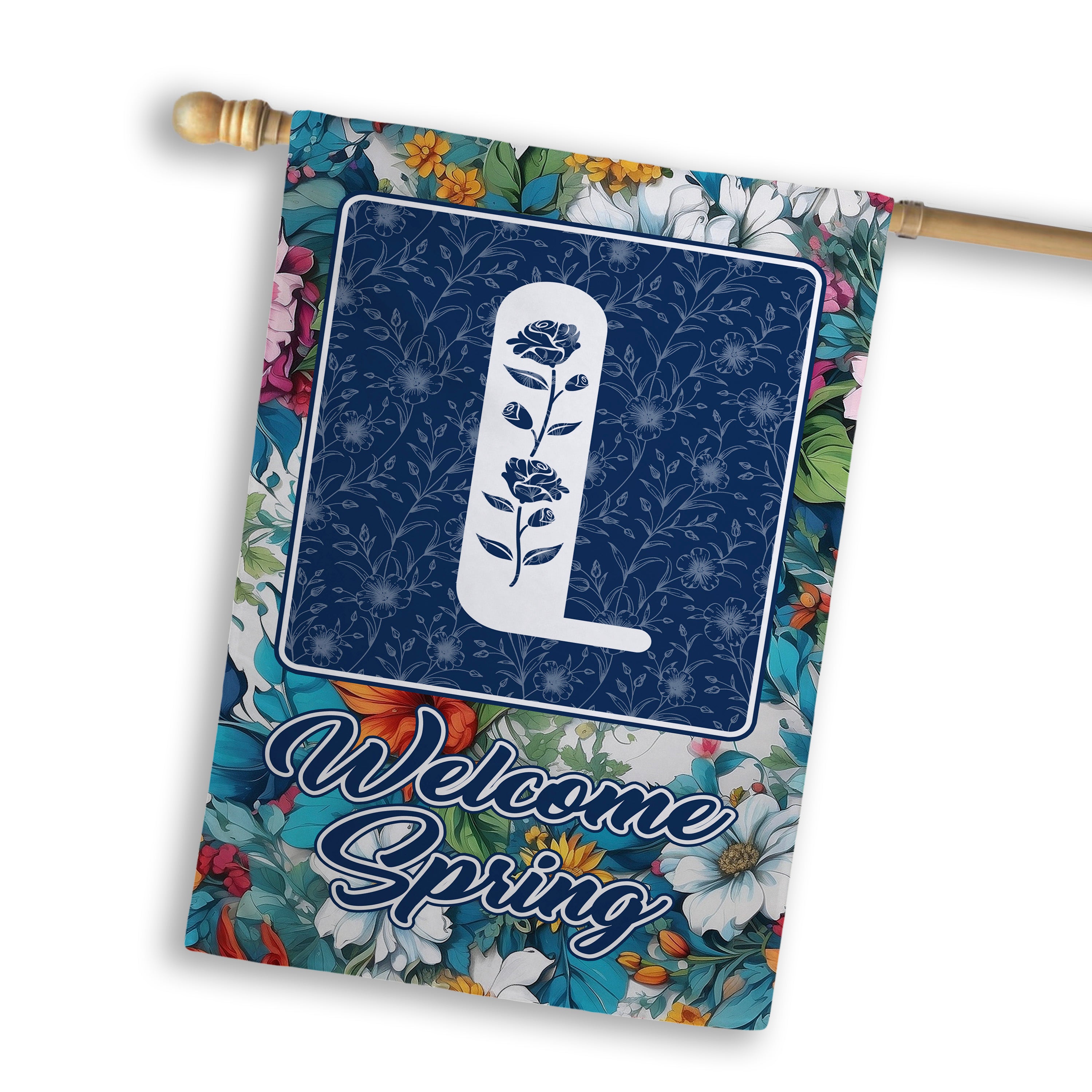 Spring, Welcome Spring,  Monogram, House Flag
