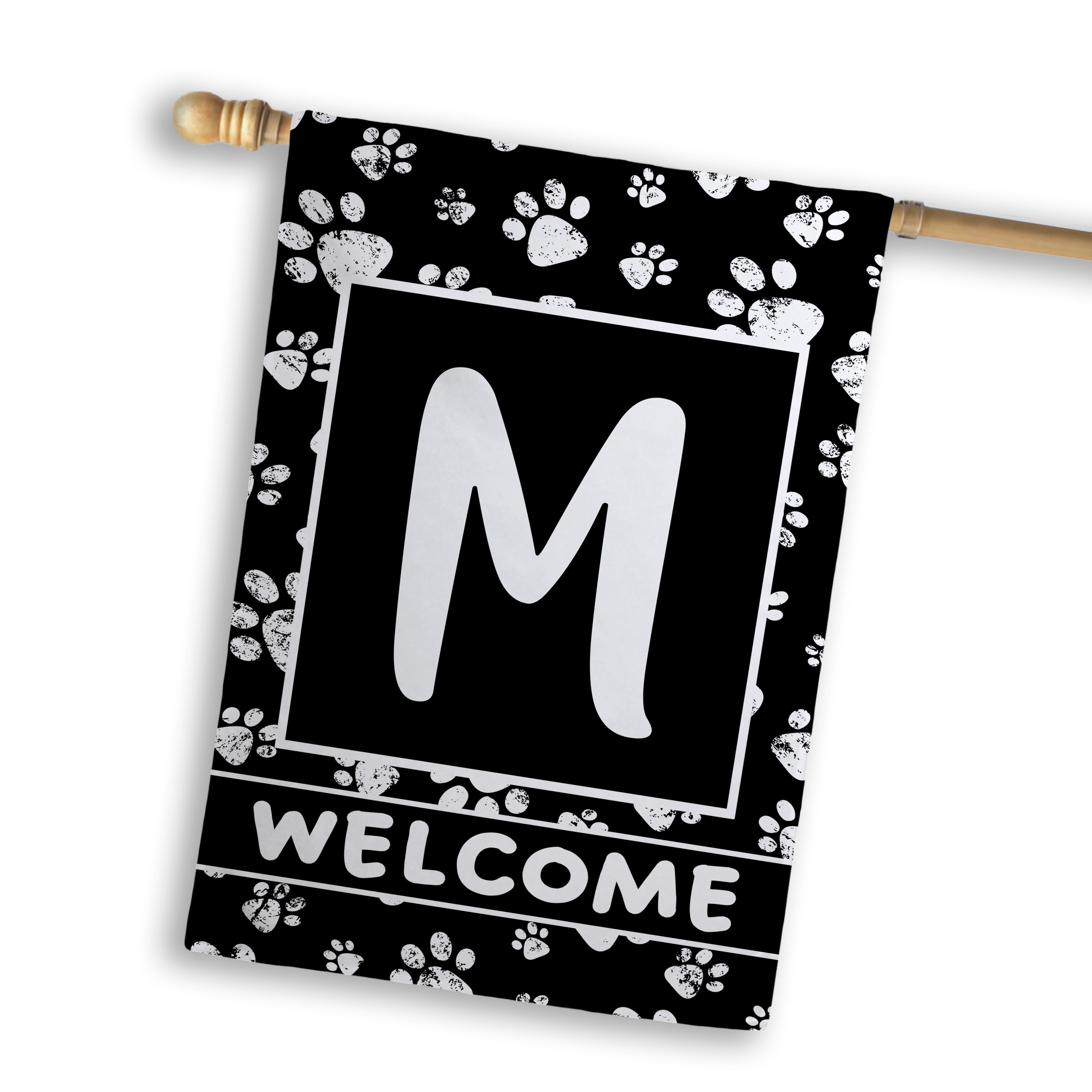 Welcome, Chalk Paws, Monogram, House Flag