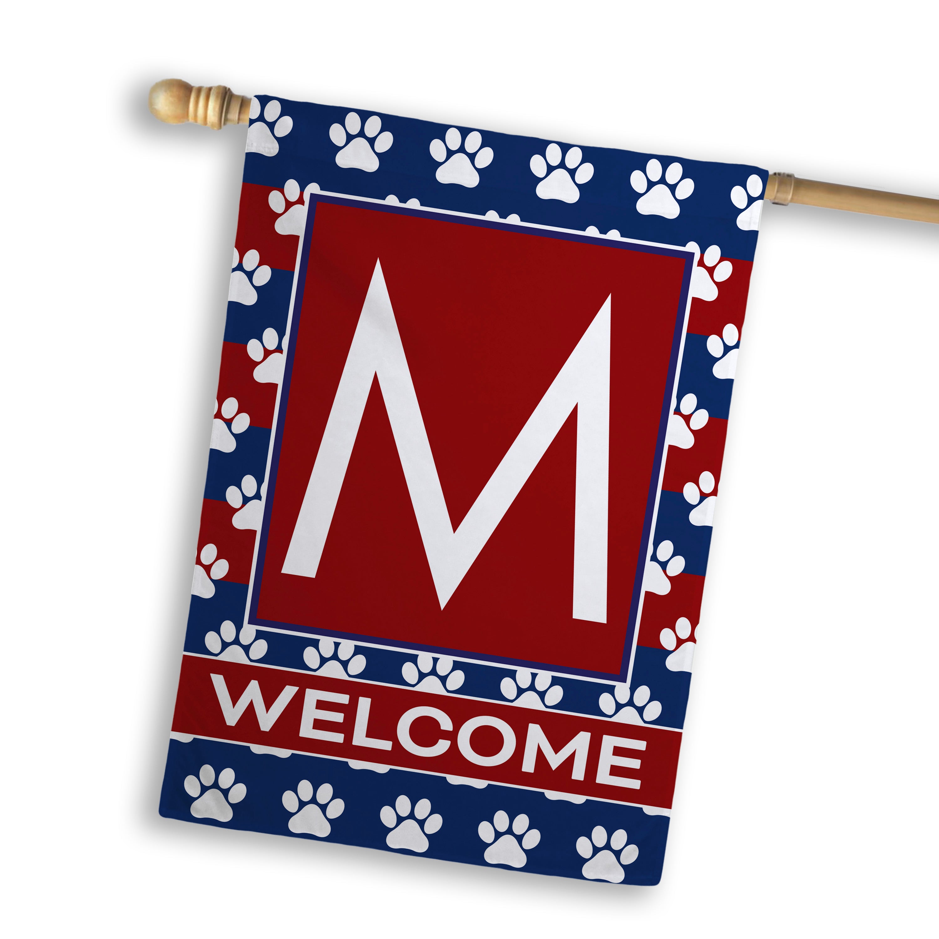Patriotic, Paws Stripes, Monogram, House Flag