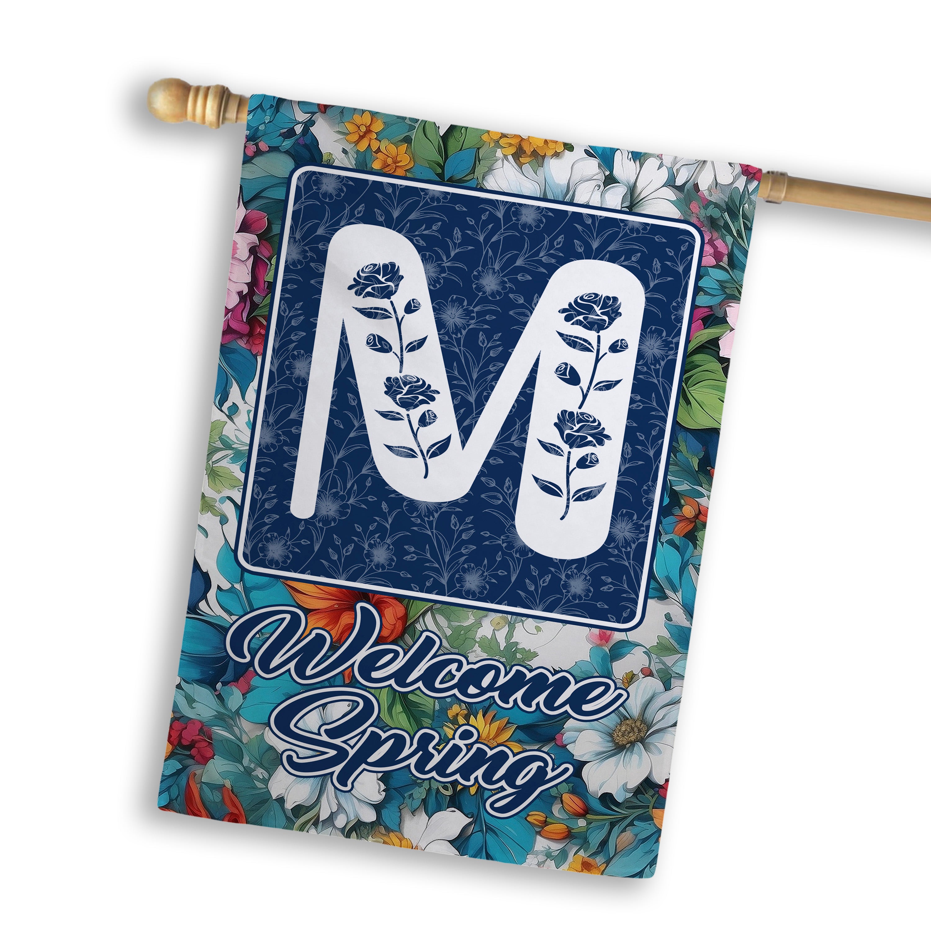 Spring, Welcome Spring,  Monogram, House Flag