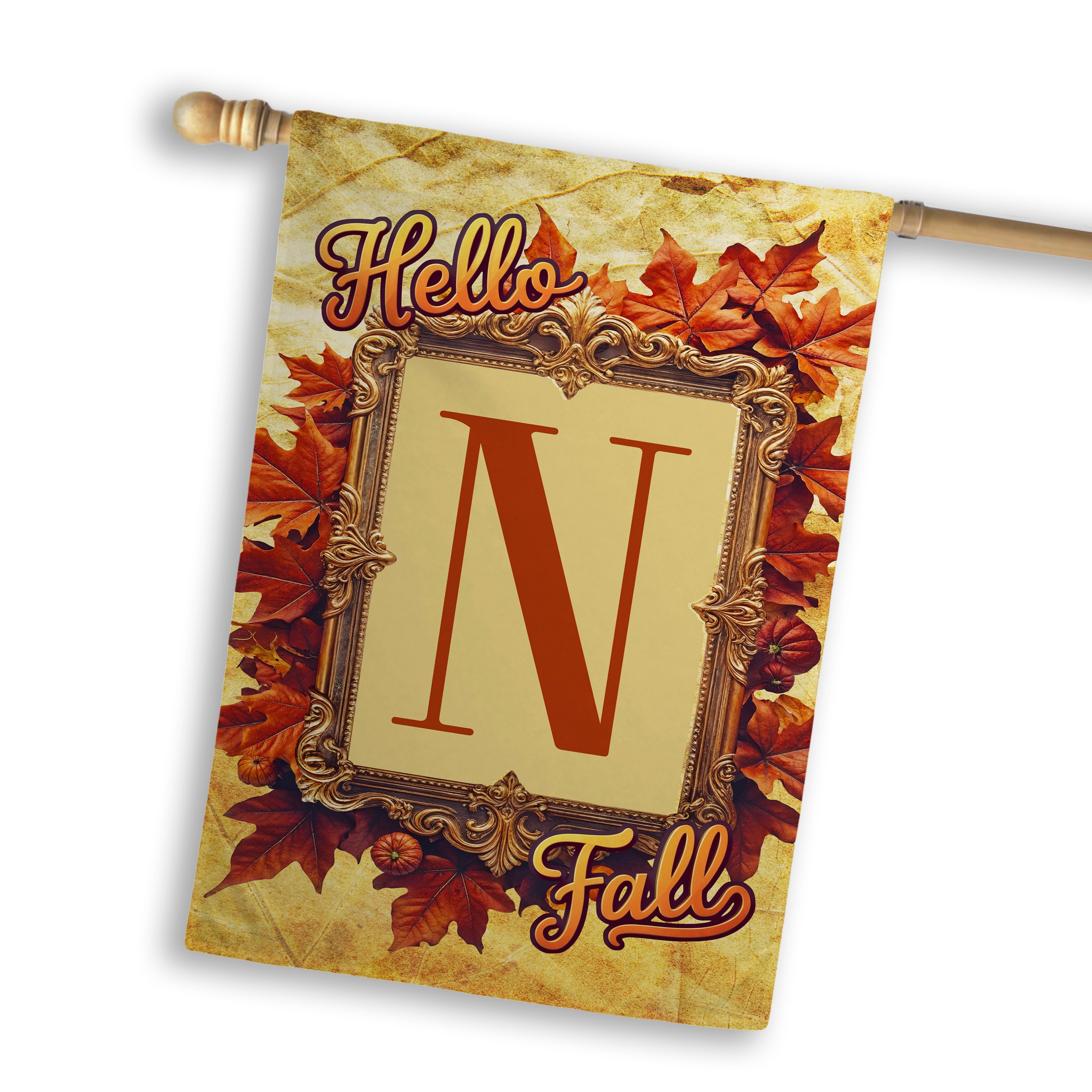 Fall, Hello Fall, Monogram, House Flag