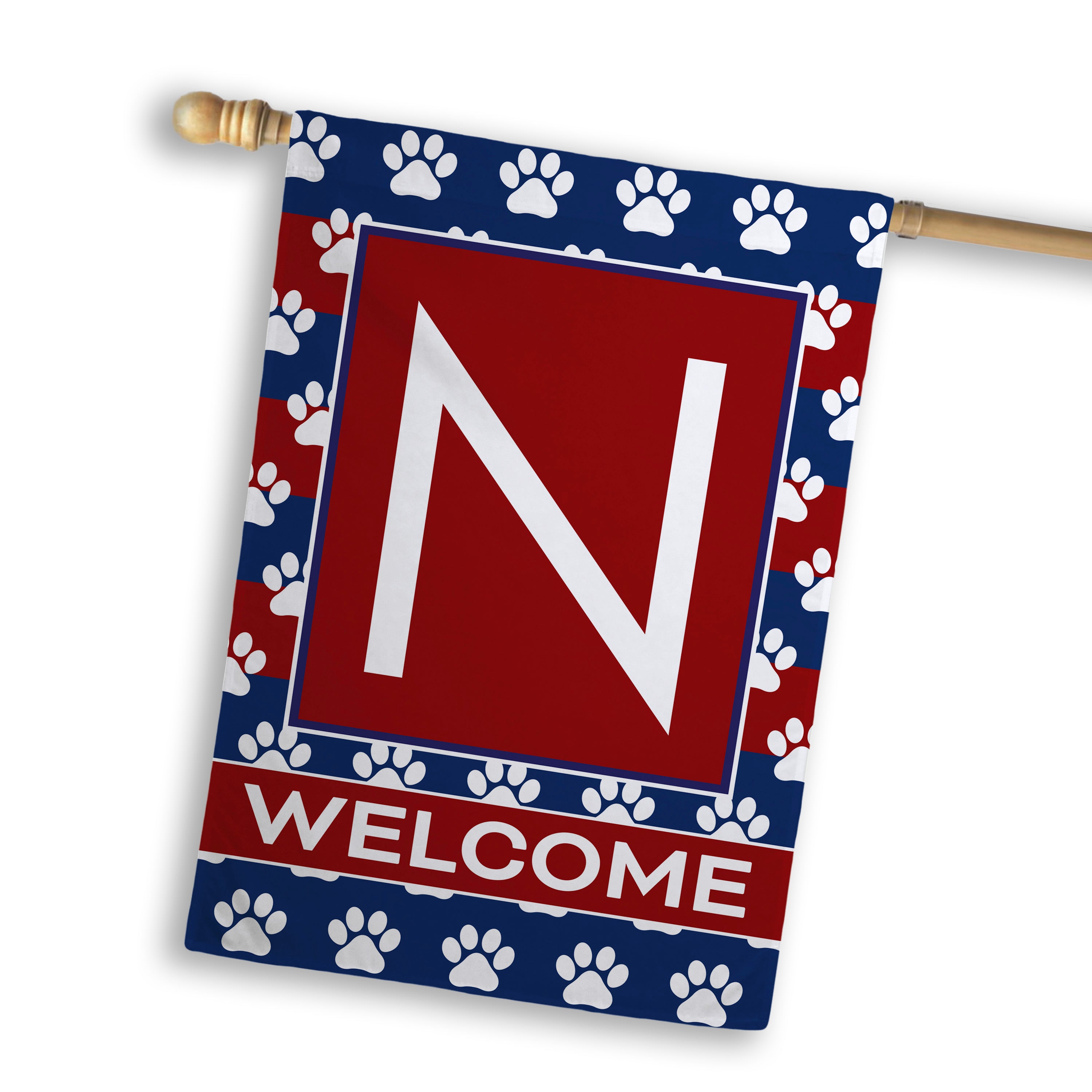 Patriotic, Paws Stripes, Monogram, House Flag