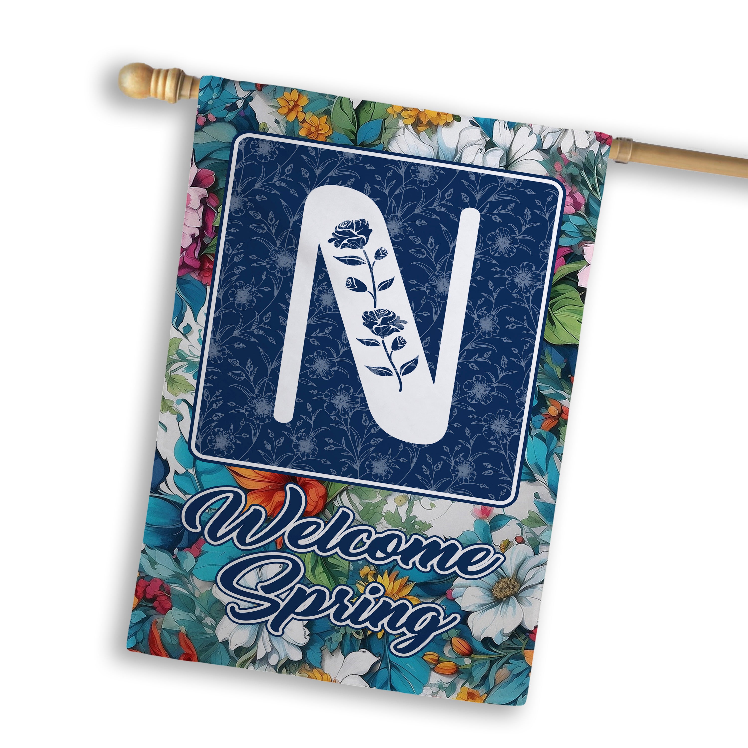 Spring, Welcome Spring,  Monogram, House Flag