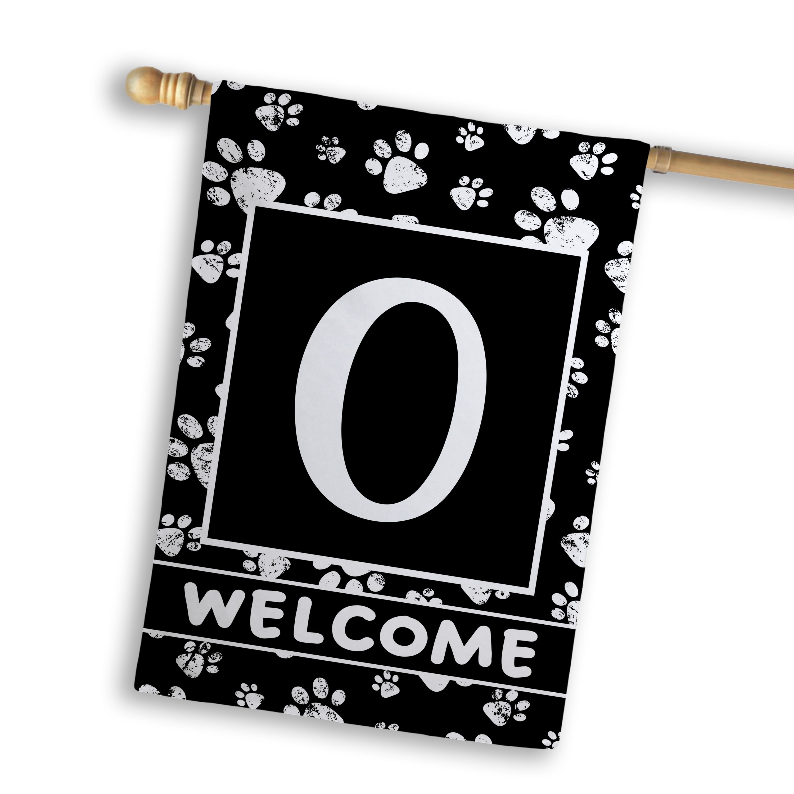 Welcome, Chalk Paws, Monogram, House Flag