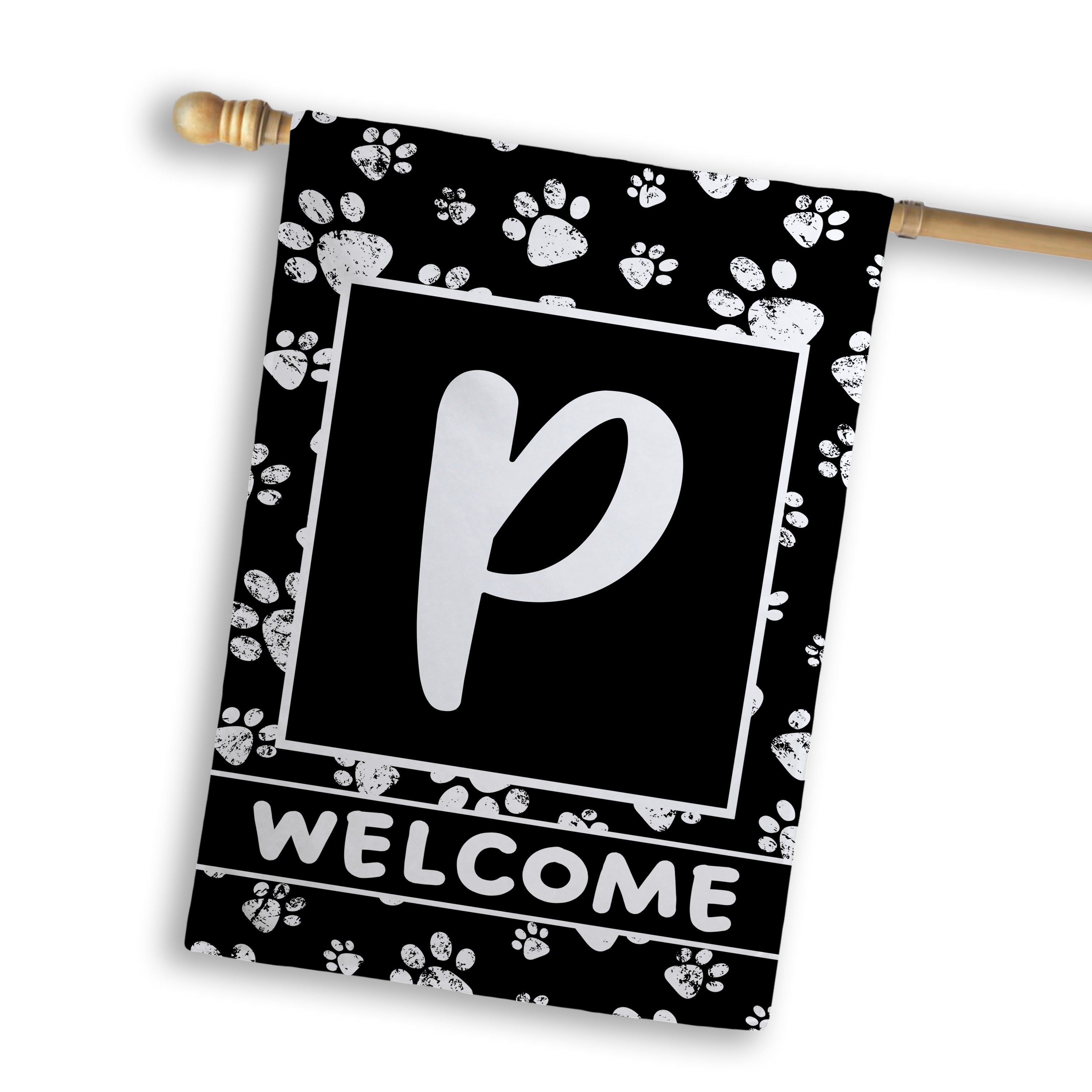 Welcome, Chalk Paws, Monogram, House Flag