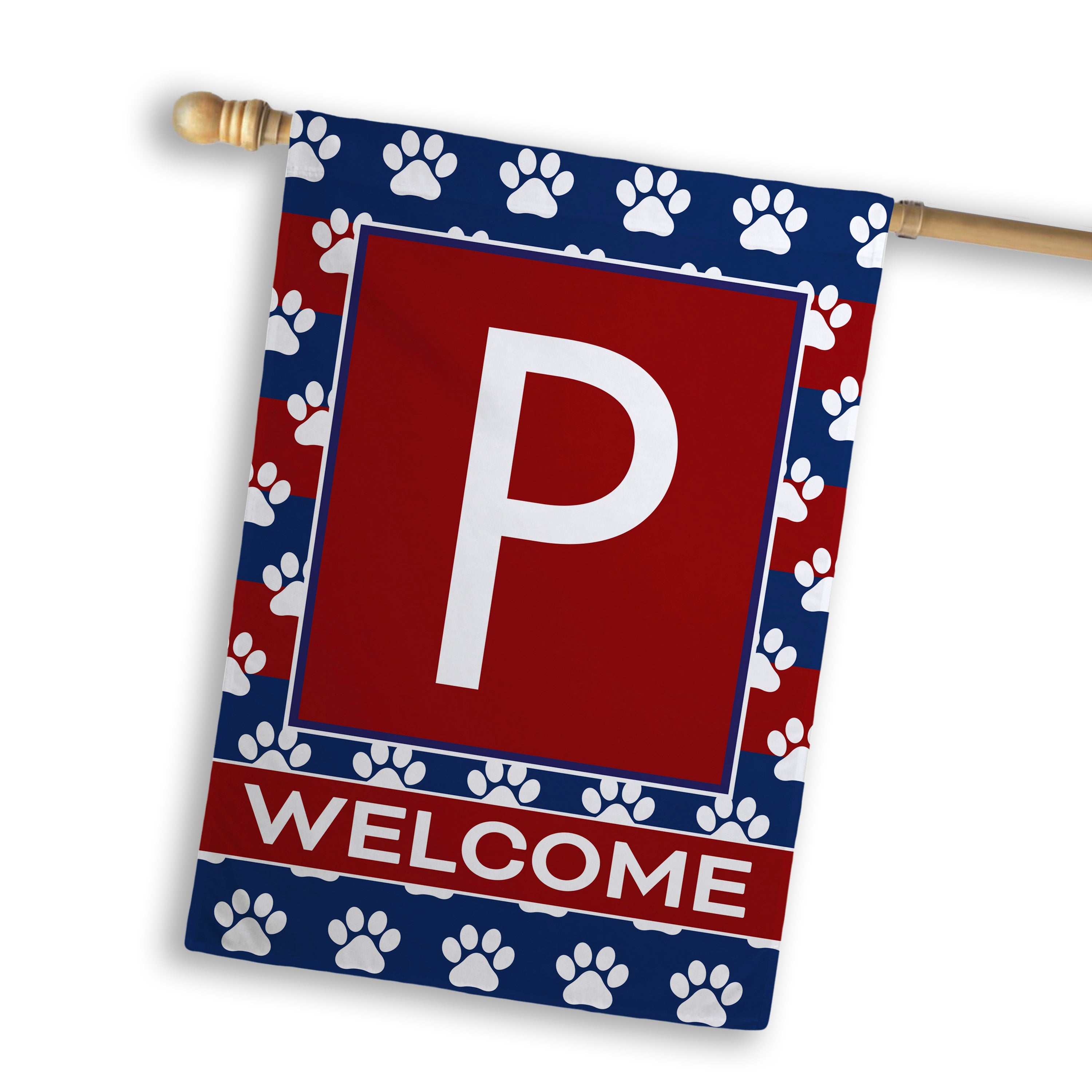 Patriotic, Paws Stripes, Monogram, House Flag