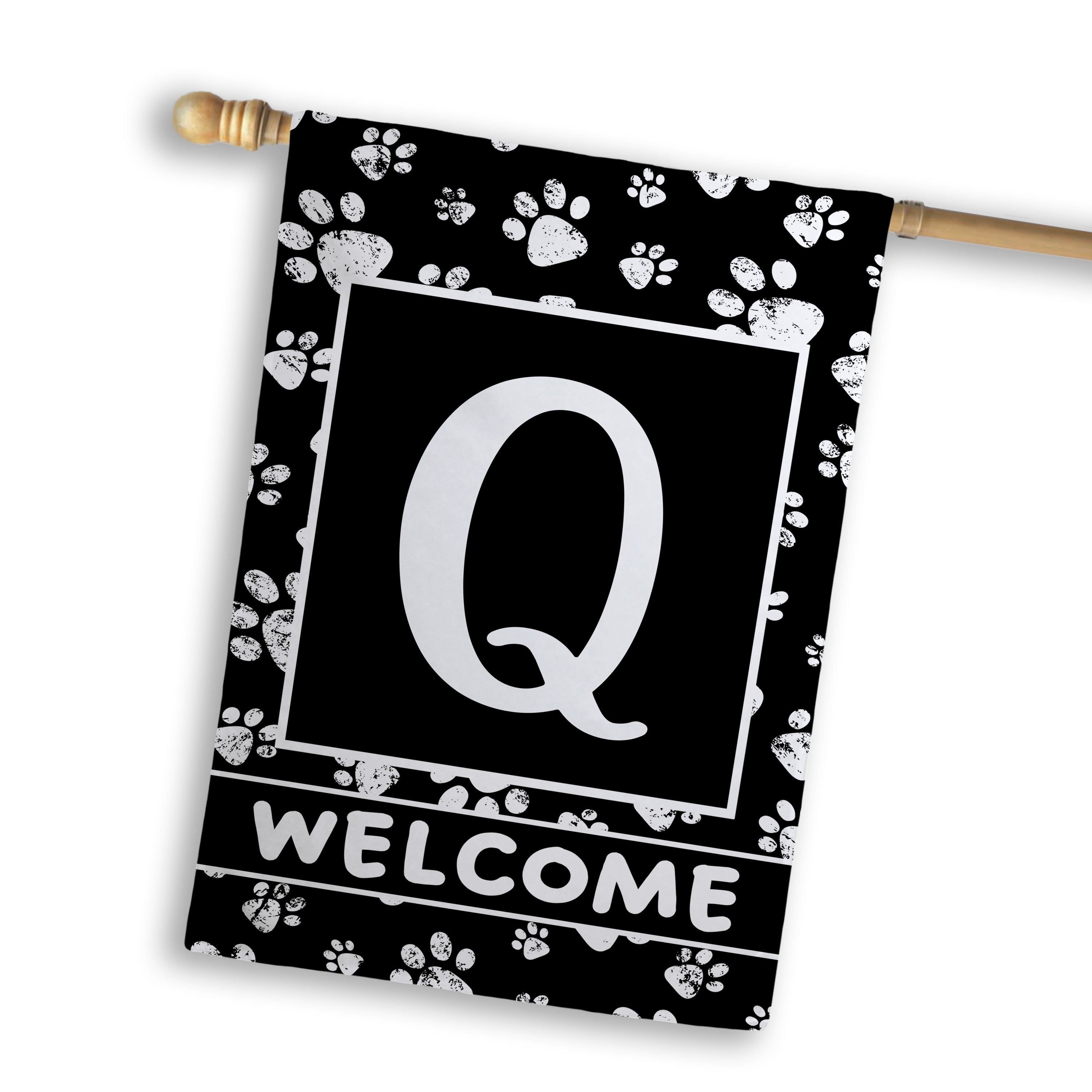 Welcome, Chalk Paws, Monogram, House Flag