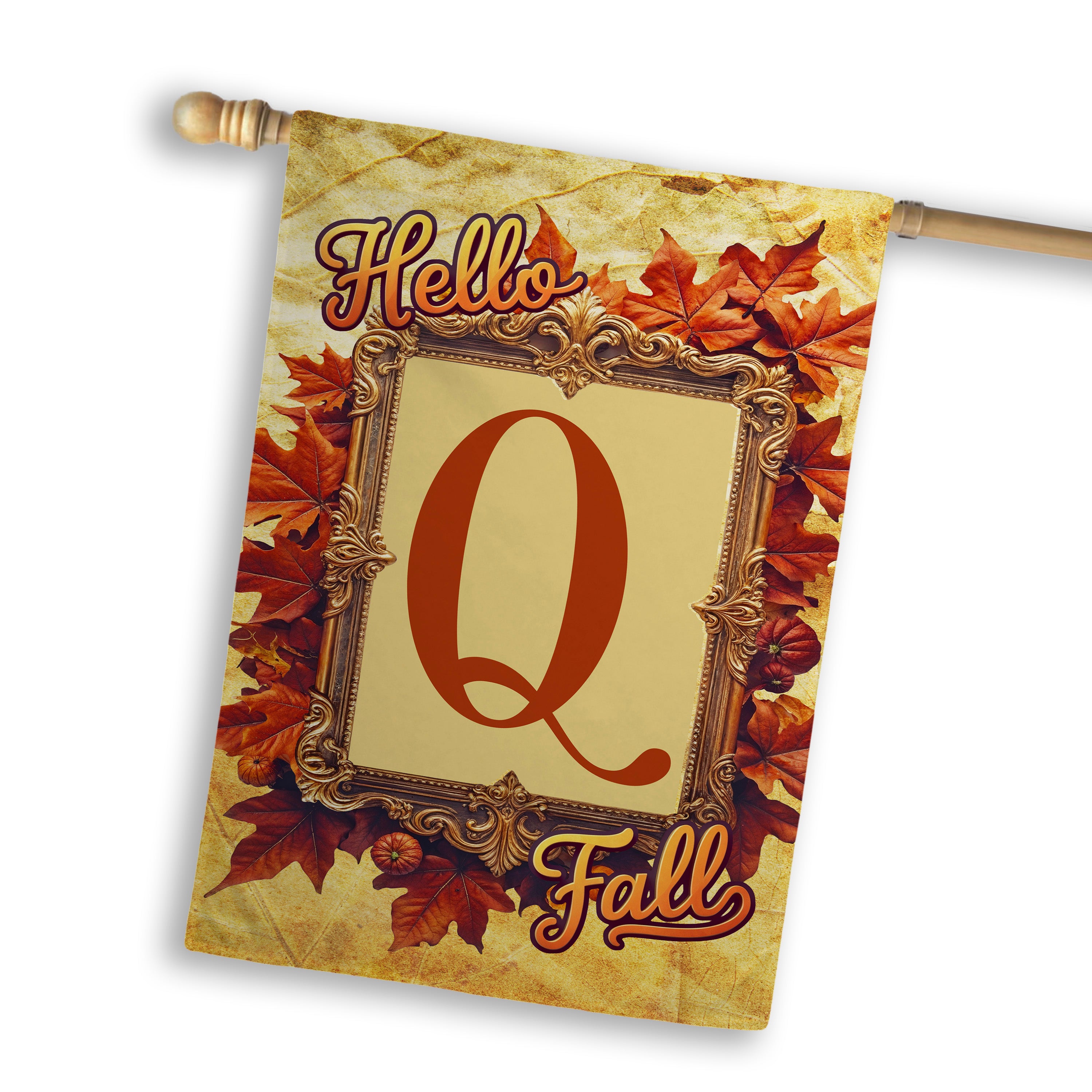 Fall, Hello Fall, Monogram, House Flag
