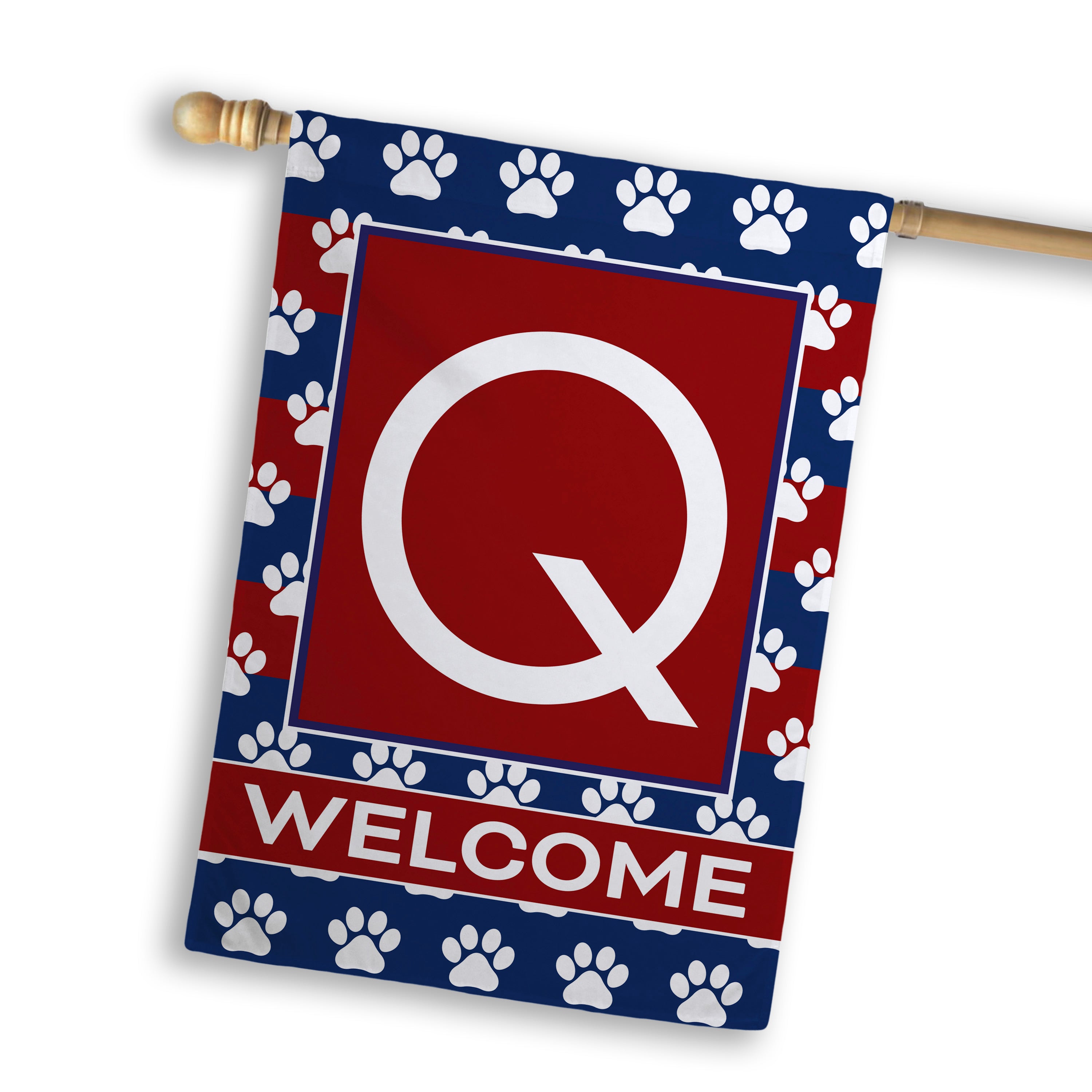 Patriotic, Paws Stripes, Monogram, House Flag