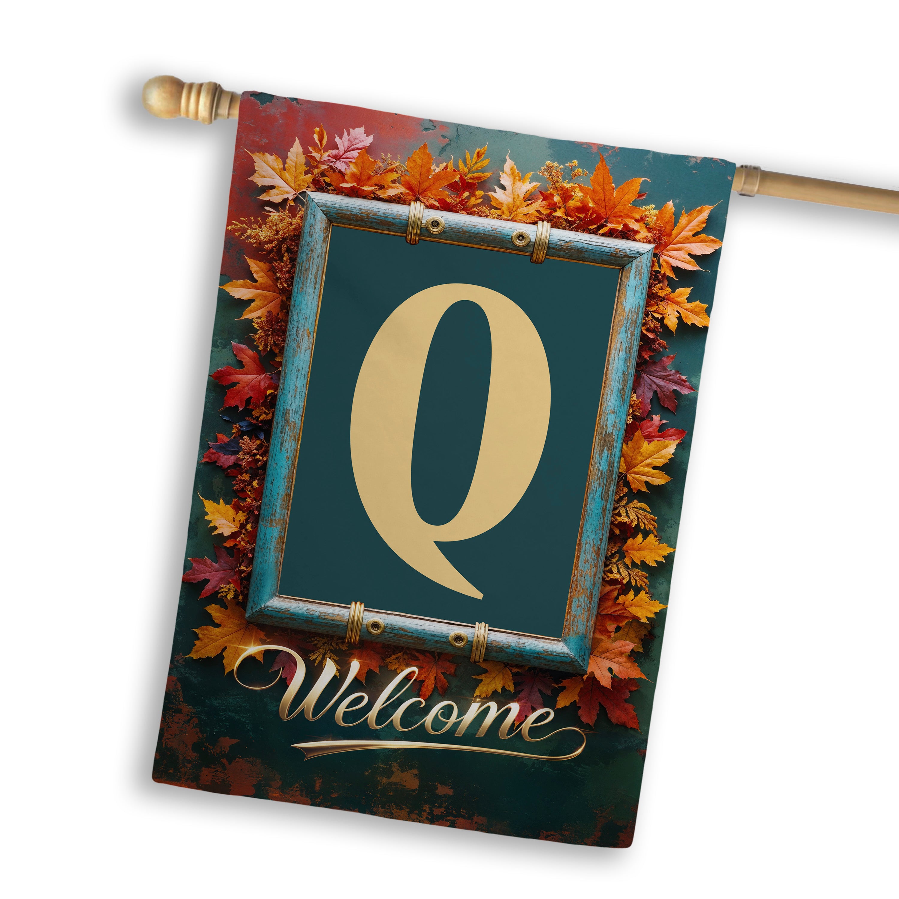 Fall, Welcome Fall, Monogram, House Flag