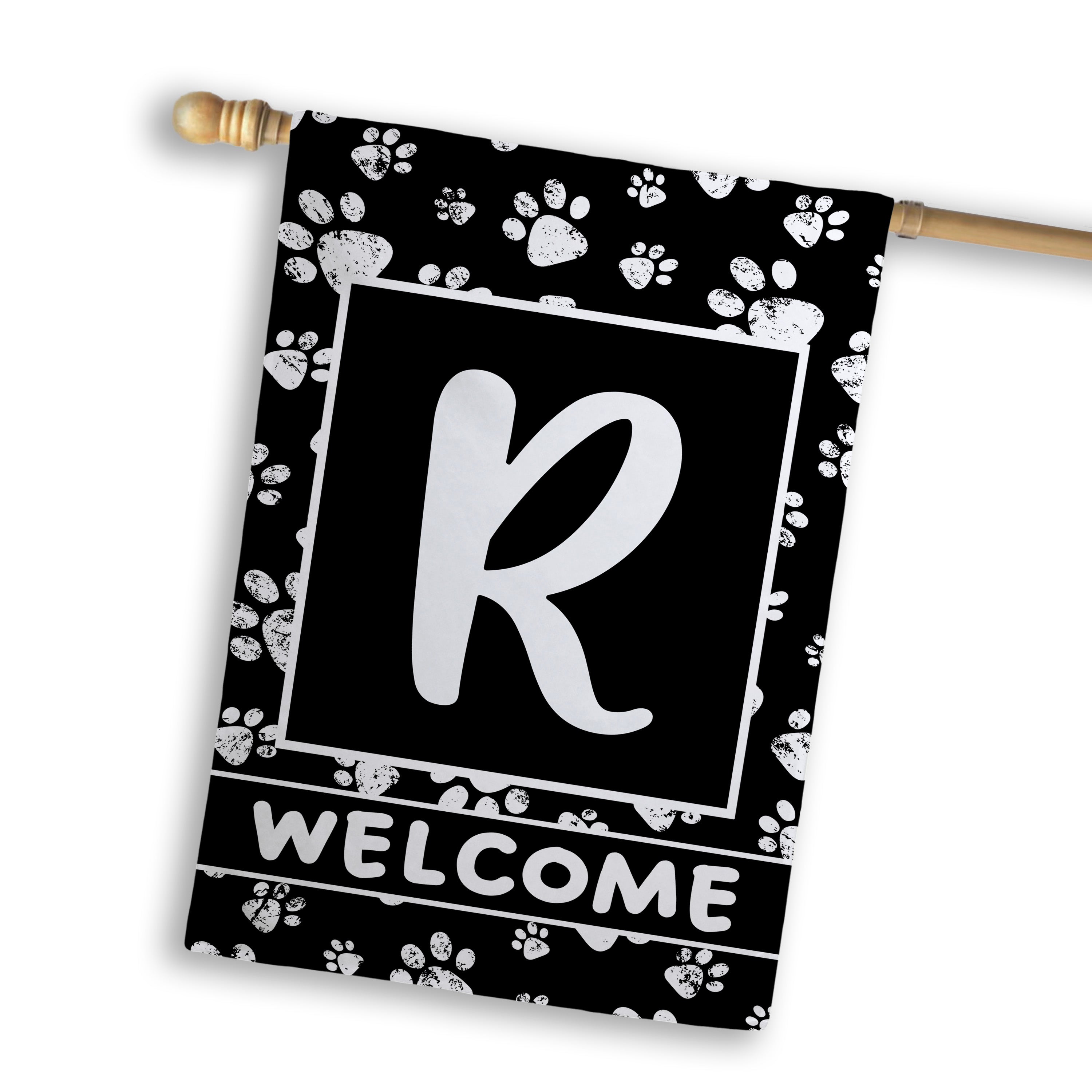 Welcome, Chalk Paws, Monogram, House Flag