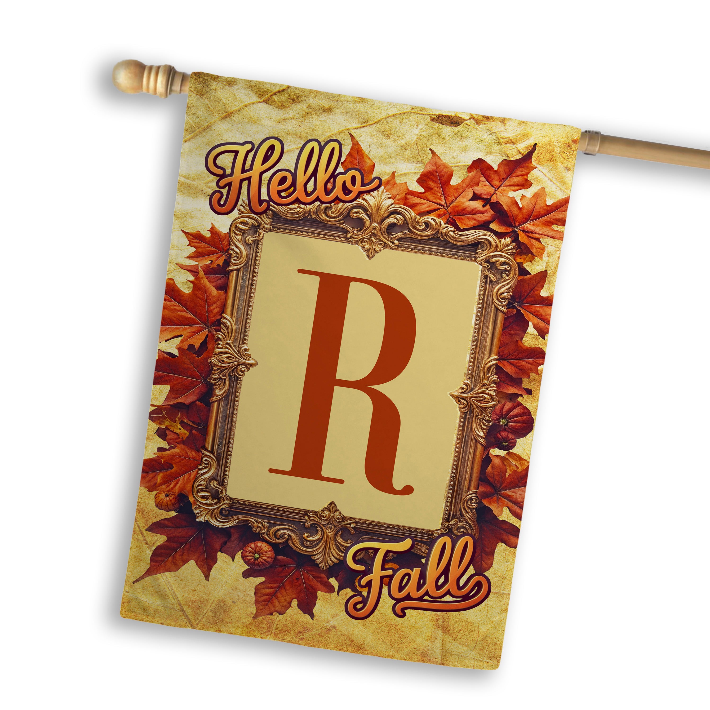 Fall, Hello Fall, Monogram, House Flag