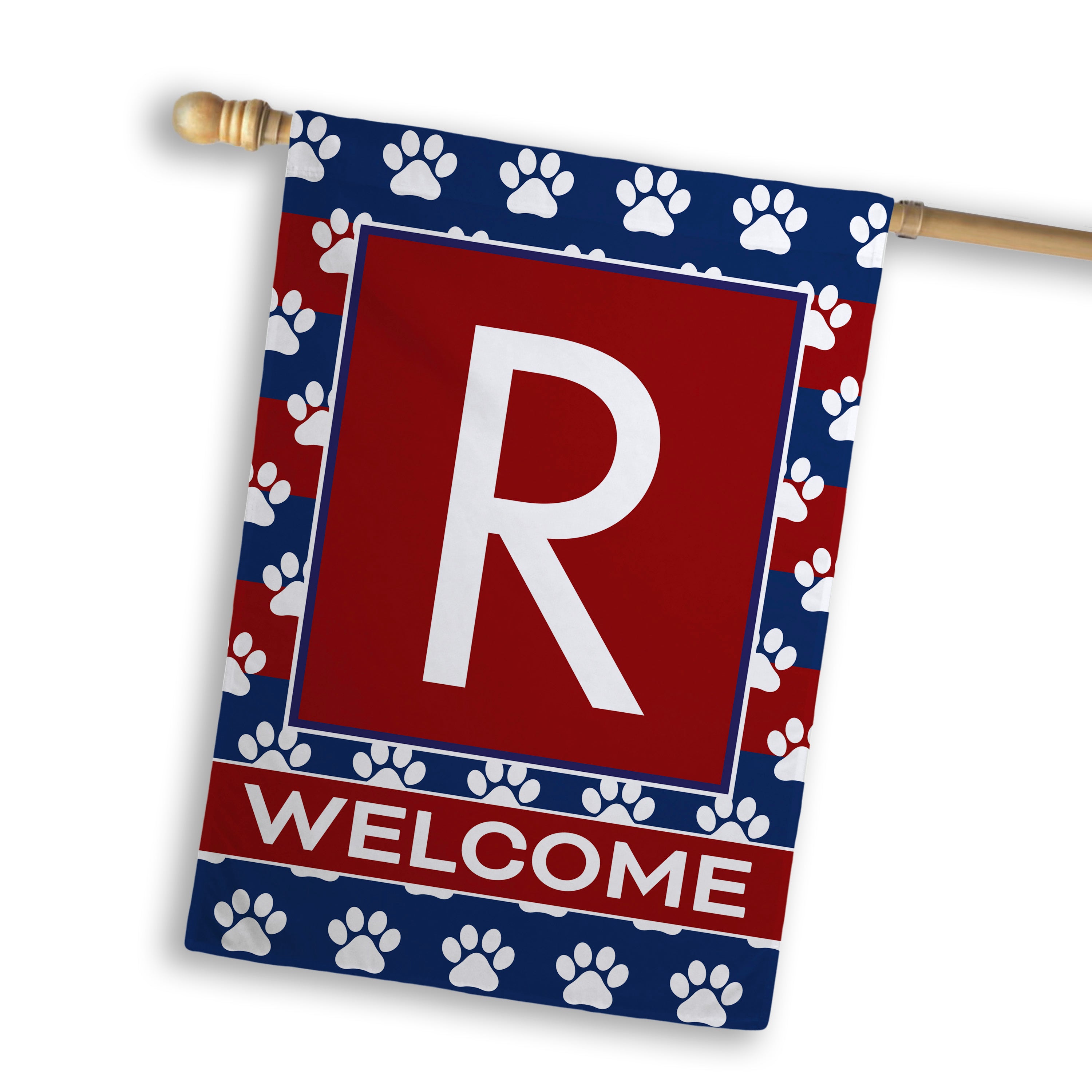 Patriotic, Paws Stripes, Monogram, House Flag