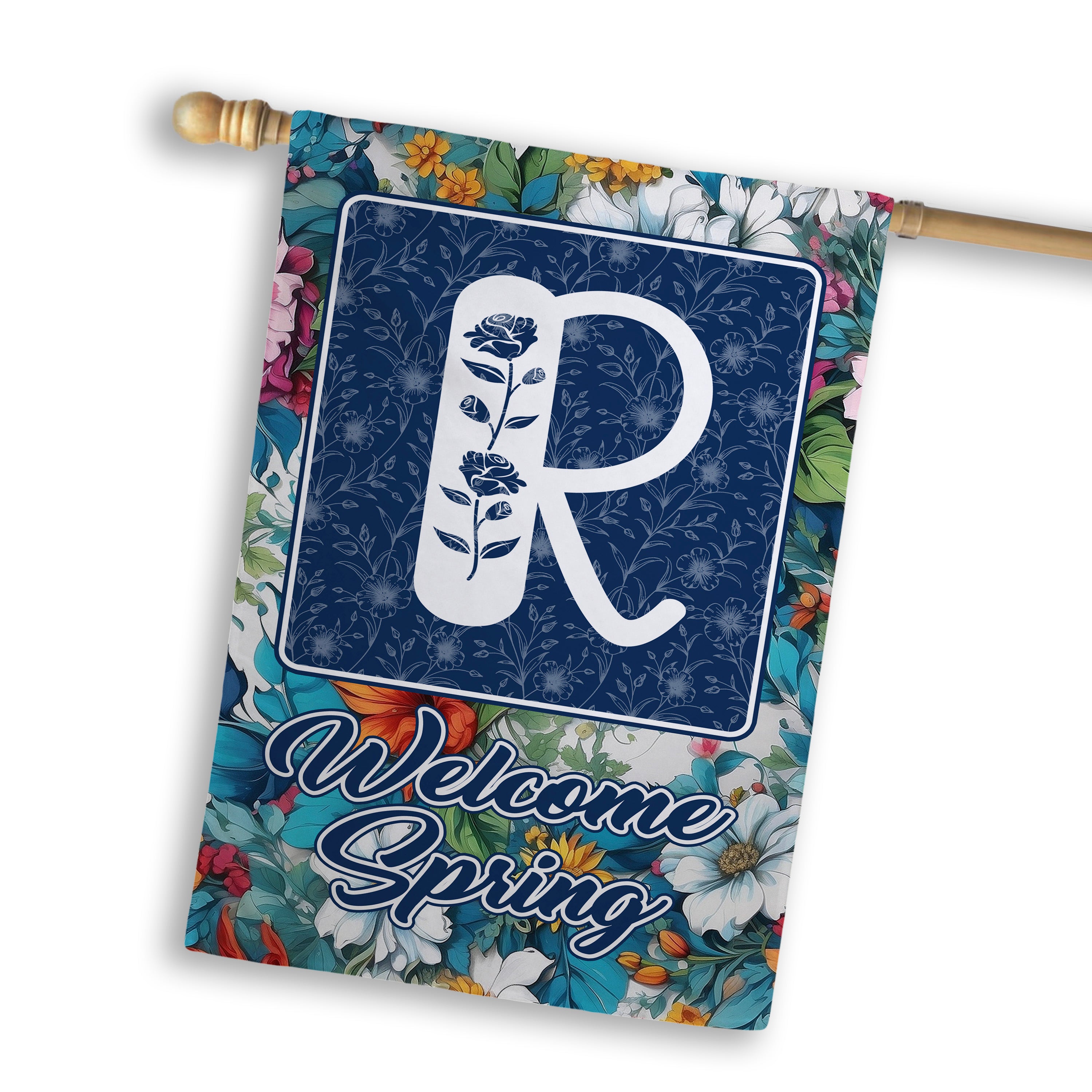 Spring, Welcome Spring,  Monogram, House Flag