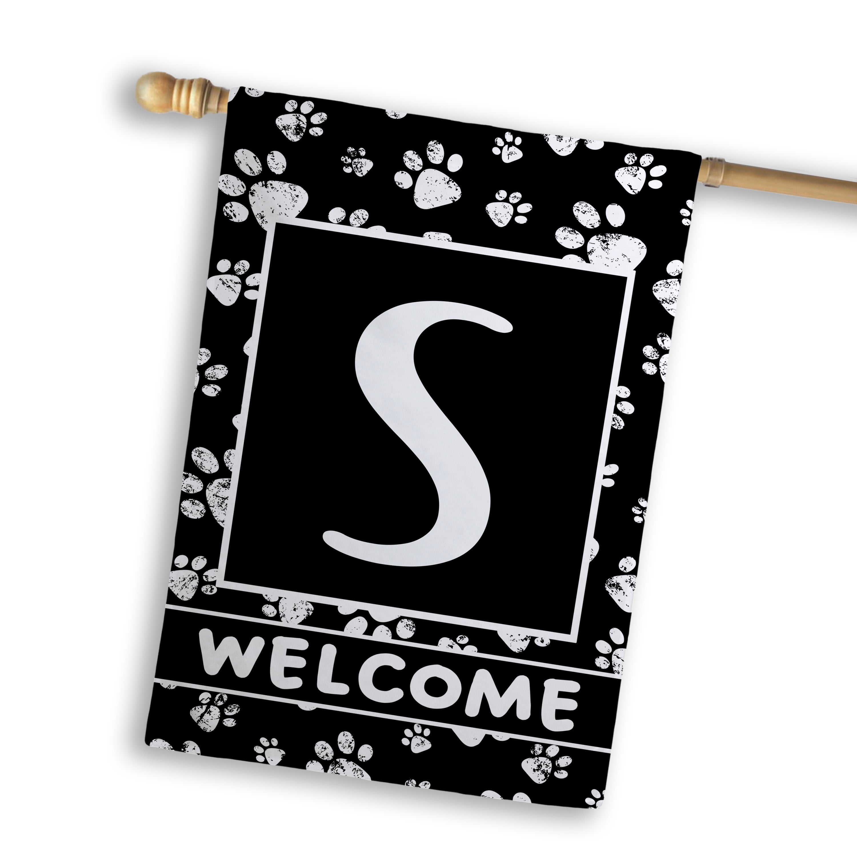 Welcome, Chalk Paws, Monogram, House Flag