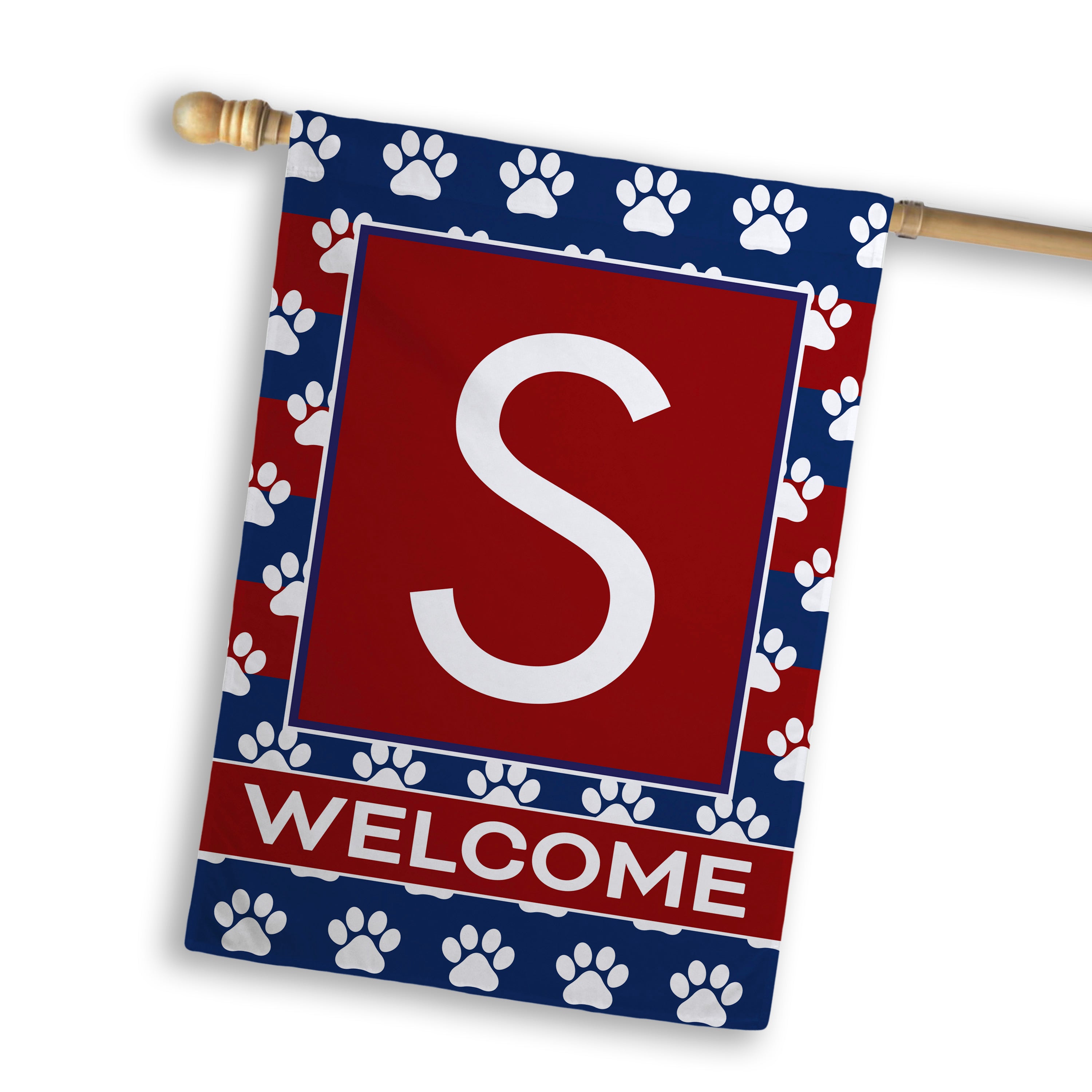 Patriotic, Paws Stripes, Monogram, House Flag