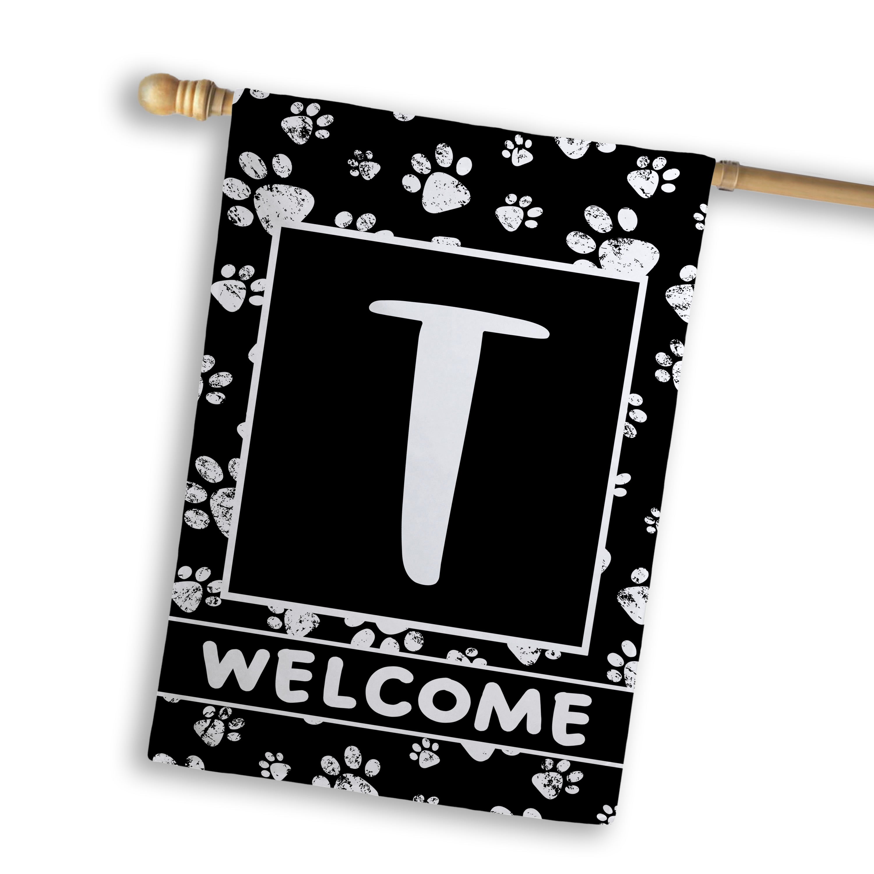 Welcome, Chalk Paws, Monogram, House Flag