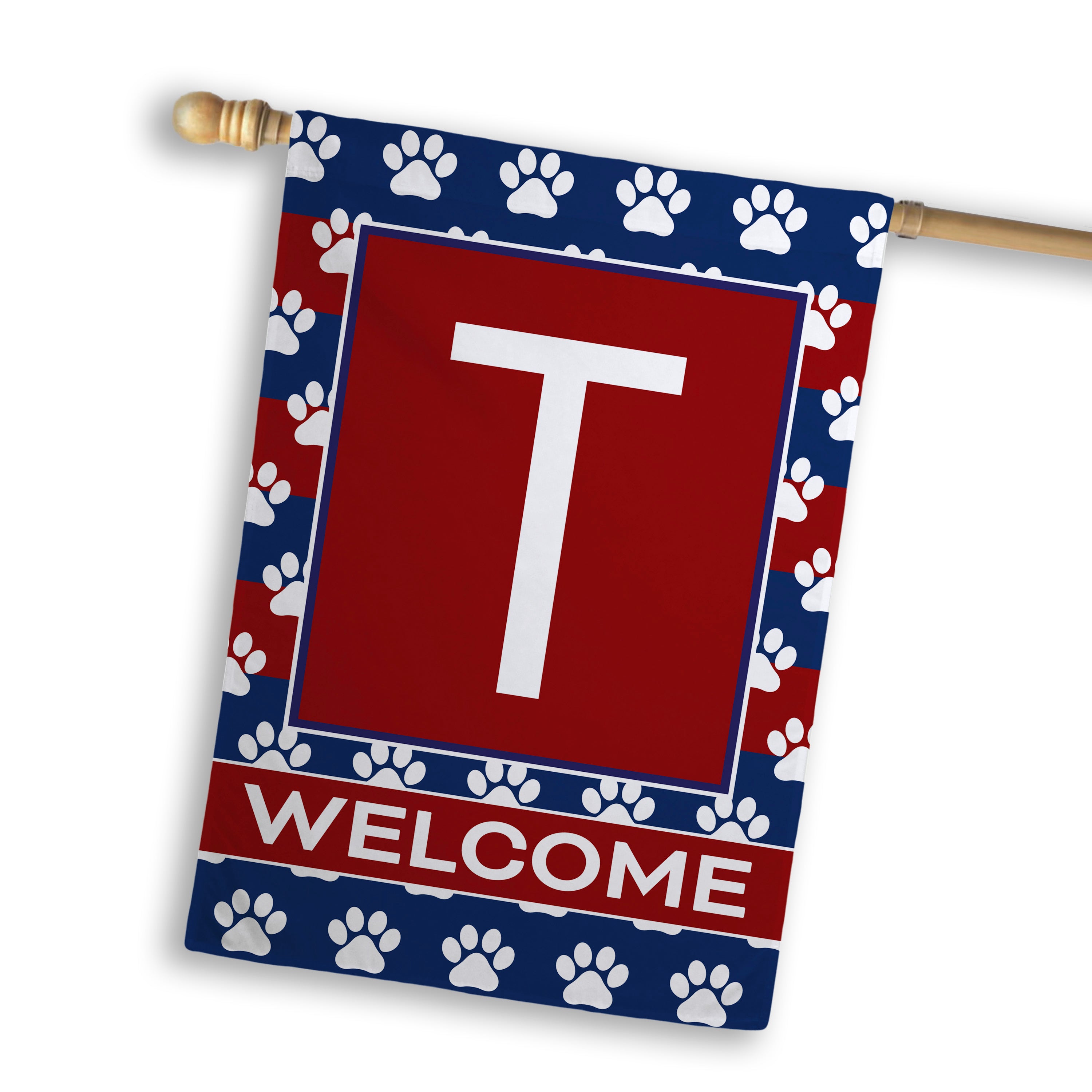 Patriotic, Paws Stripes, Monogram, House Flag