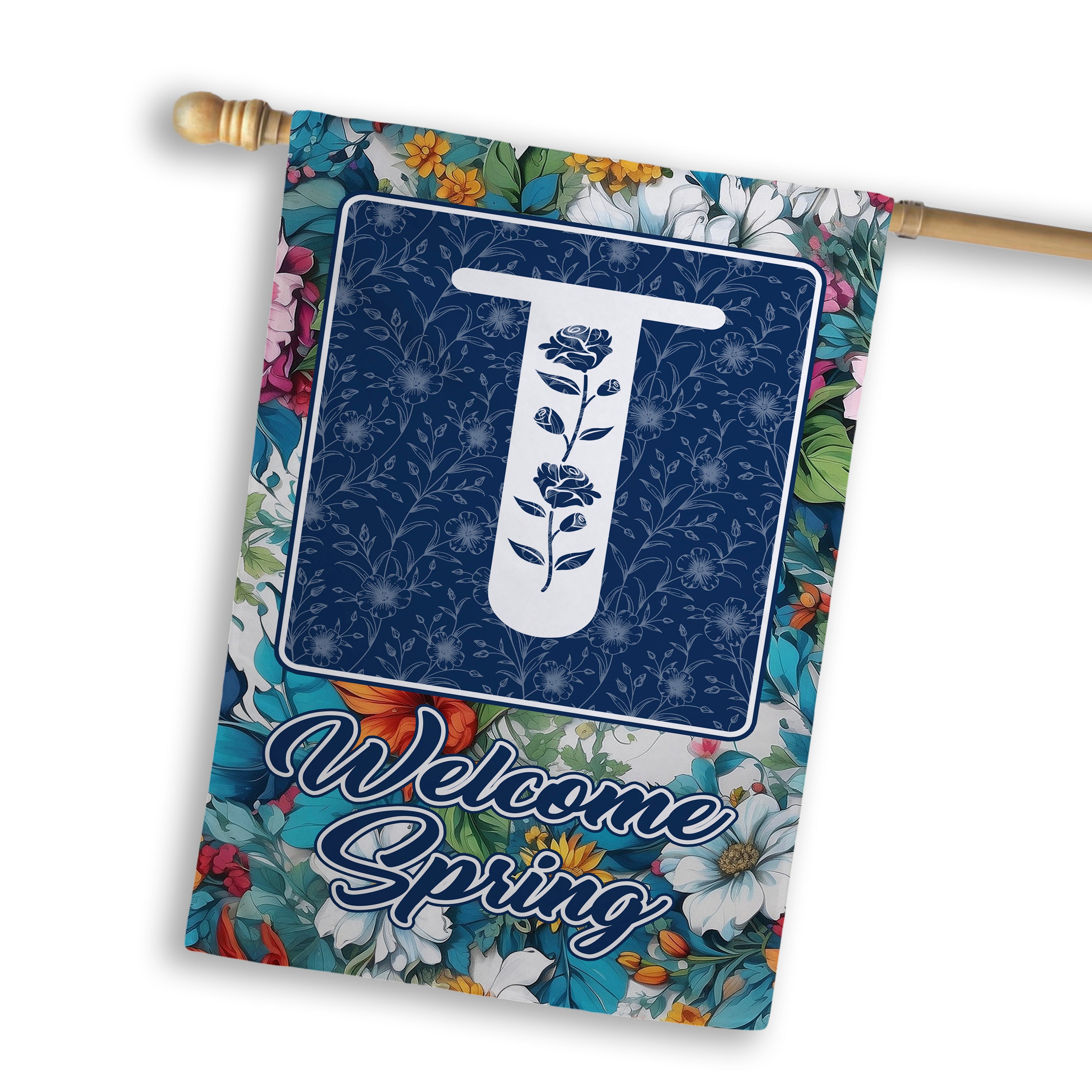 Spring, Welcome Spring,  Monogram, House Flag