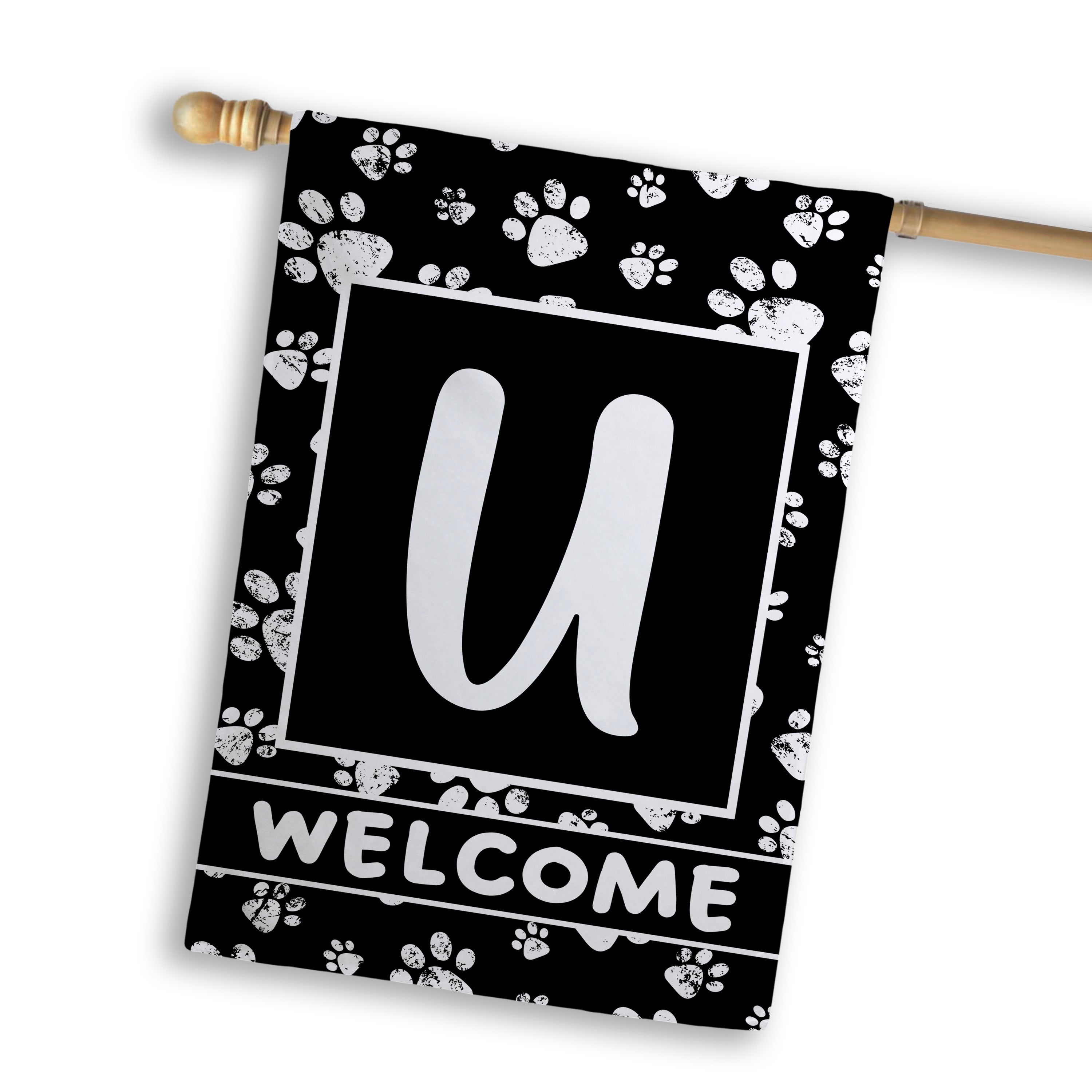 Welcome, Chalk Paws, Monogram, House Flag