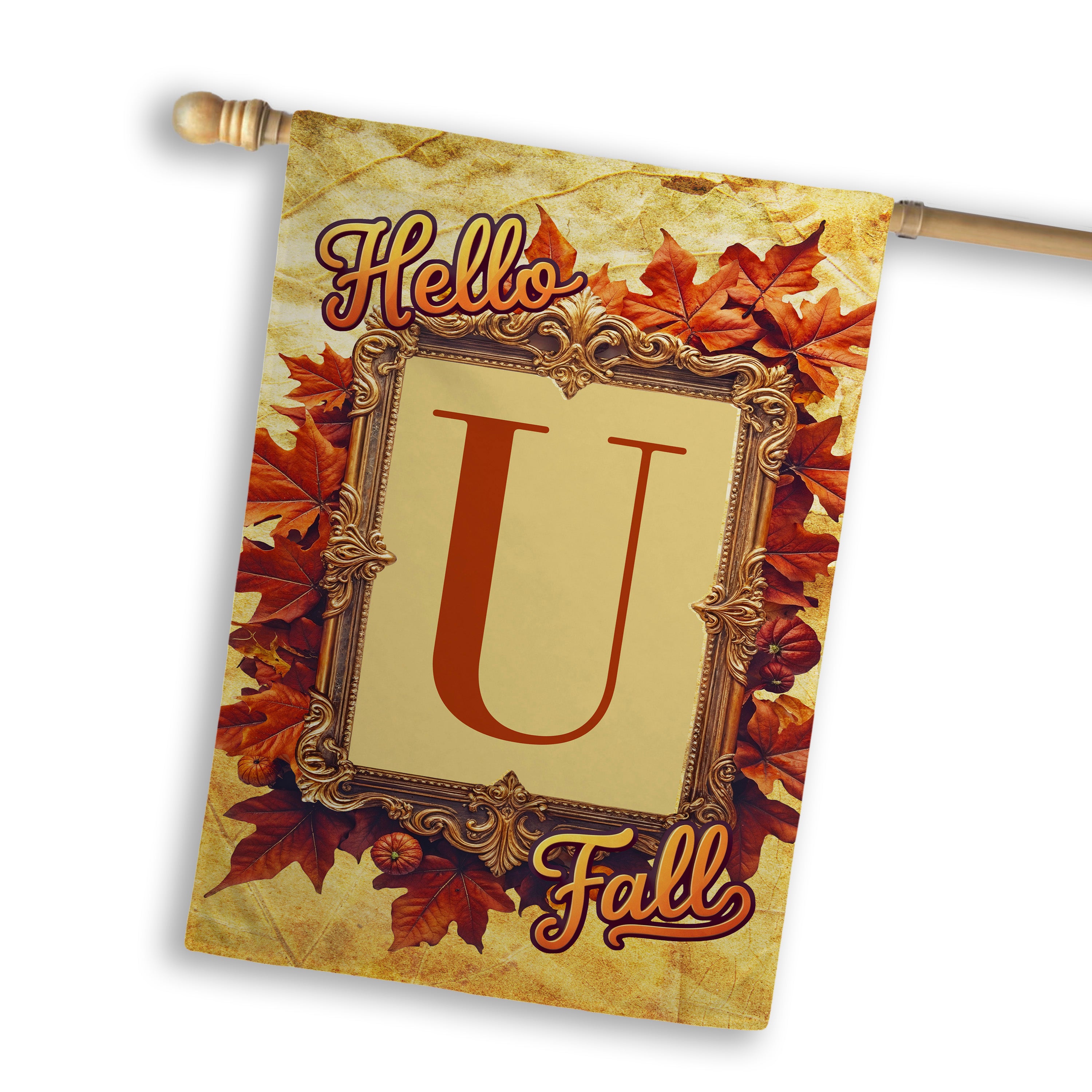 Fall, Hello Fall, Monogram, House Flag