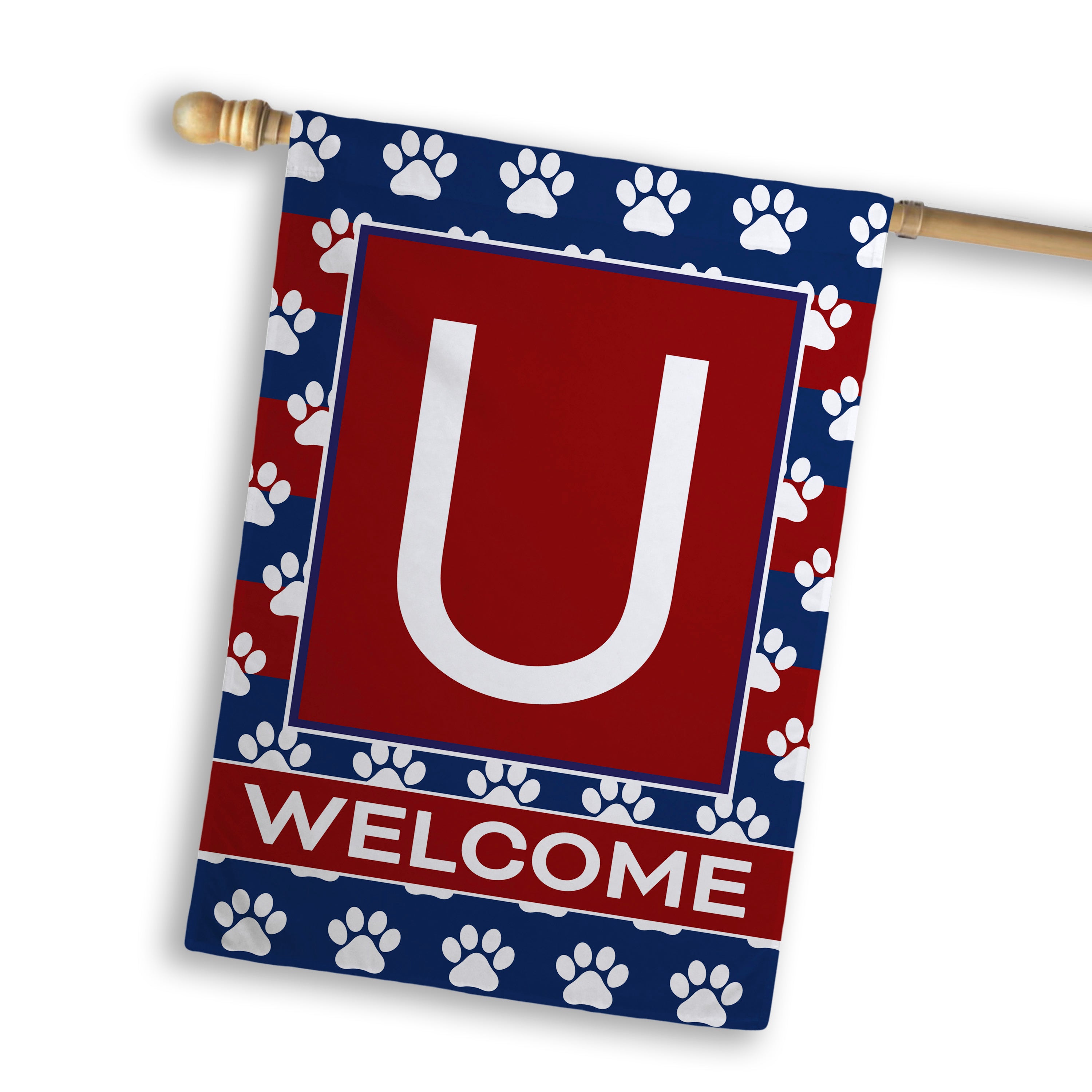 Patriotic, Paws Stripes, Monogram, House Flag