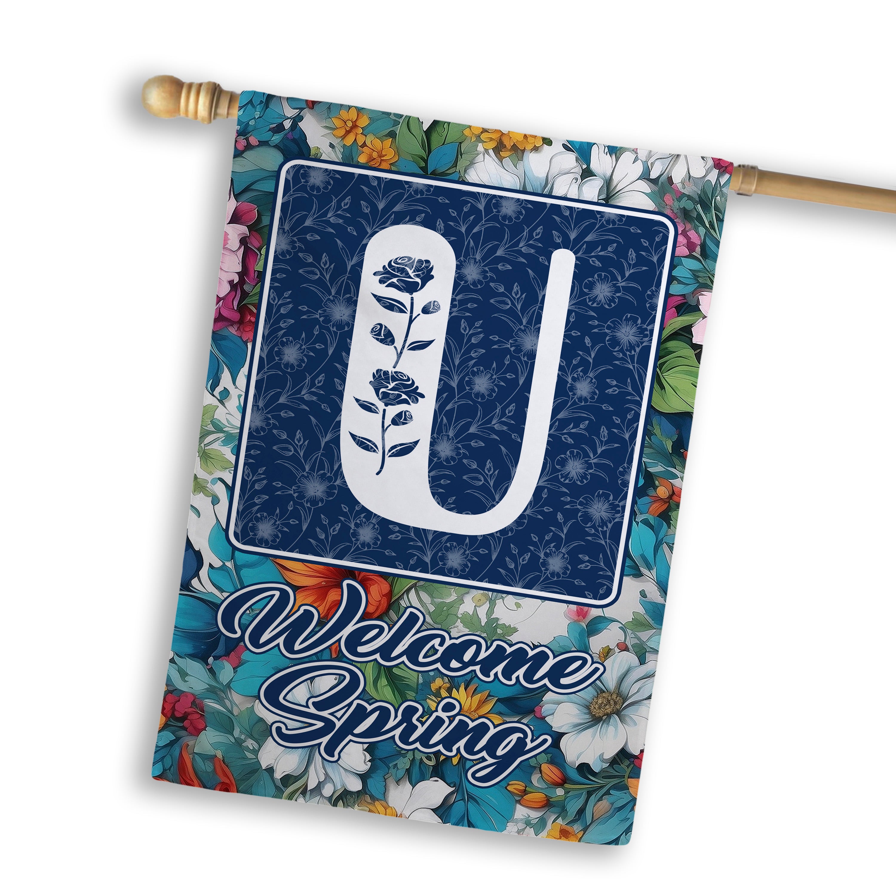 Spring, Welcome Spring,  Monogram, House Flag