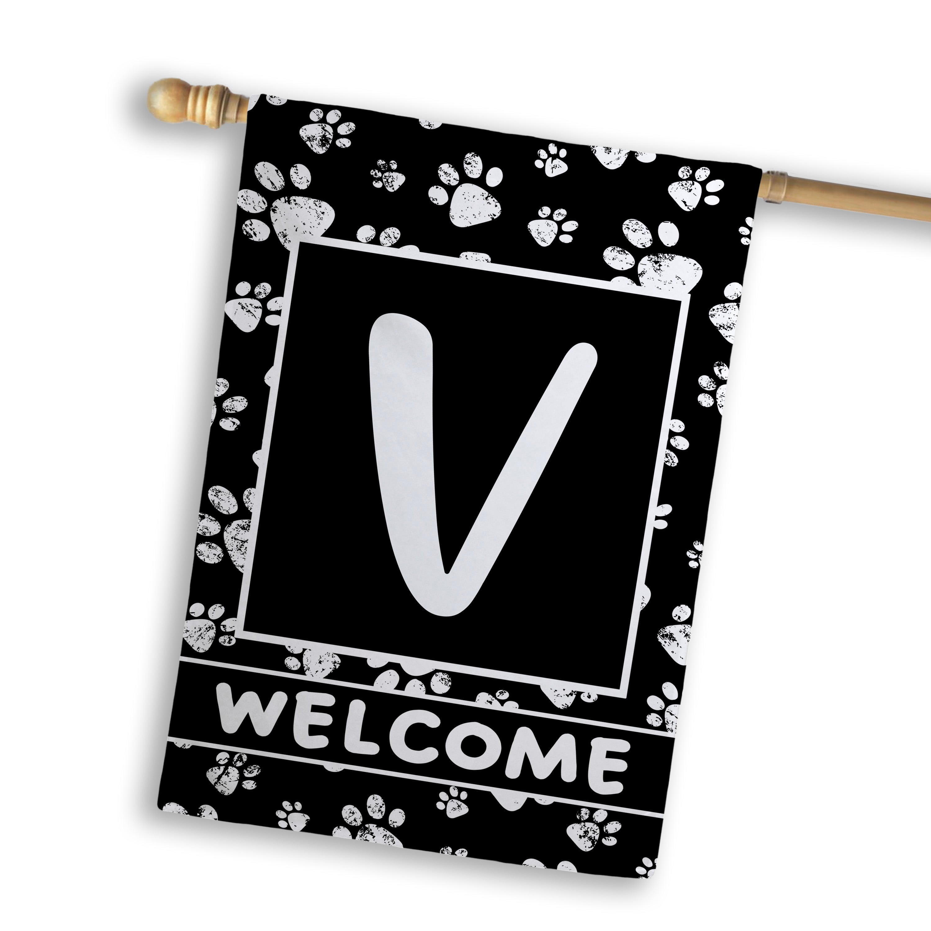 Welcome, Chalk Paws, Monogram, House Flag