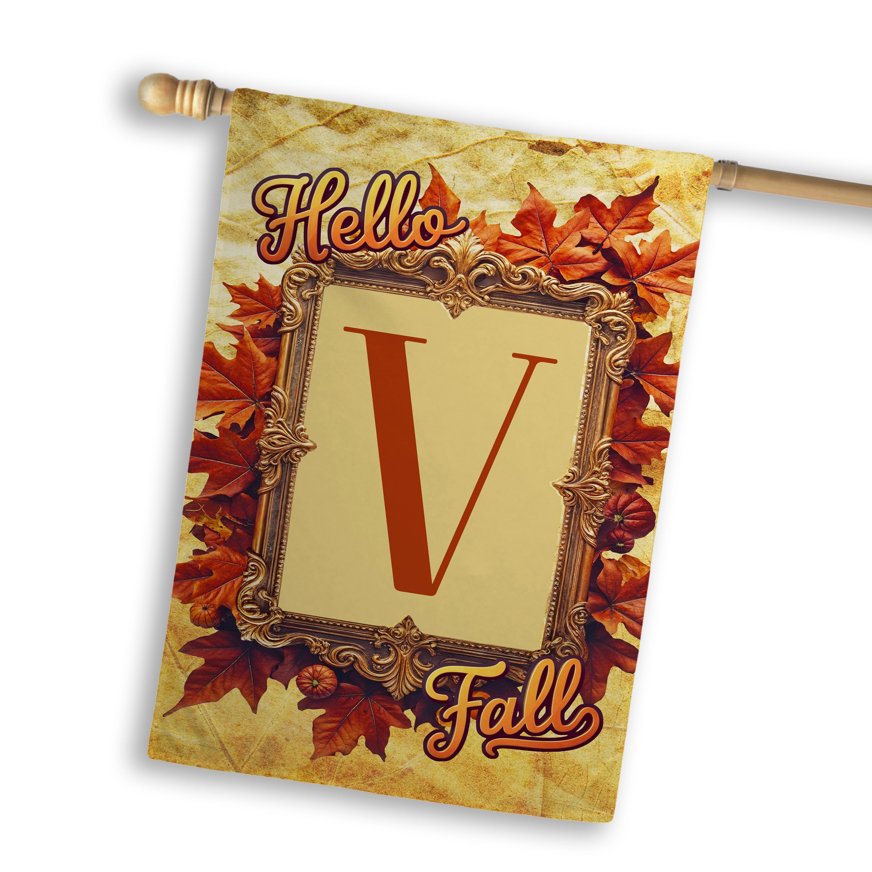 Fall, Hello Fall, Monogram, House Flag